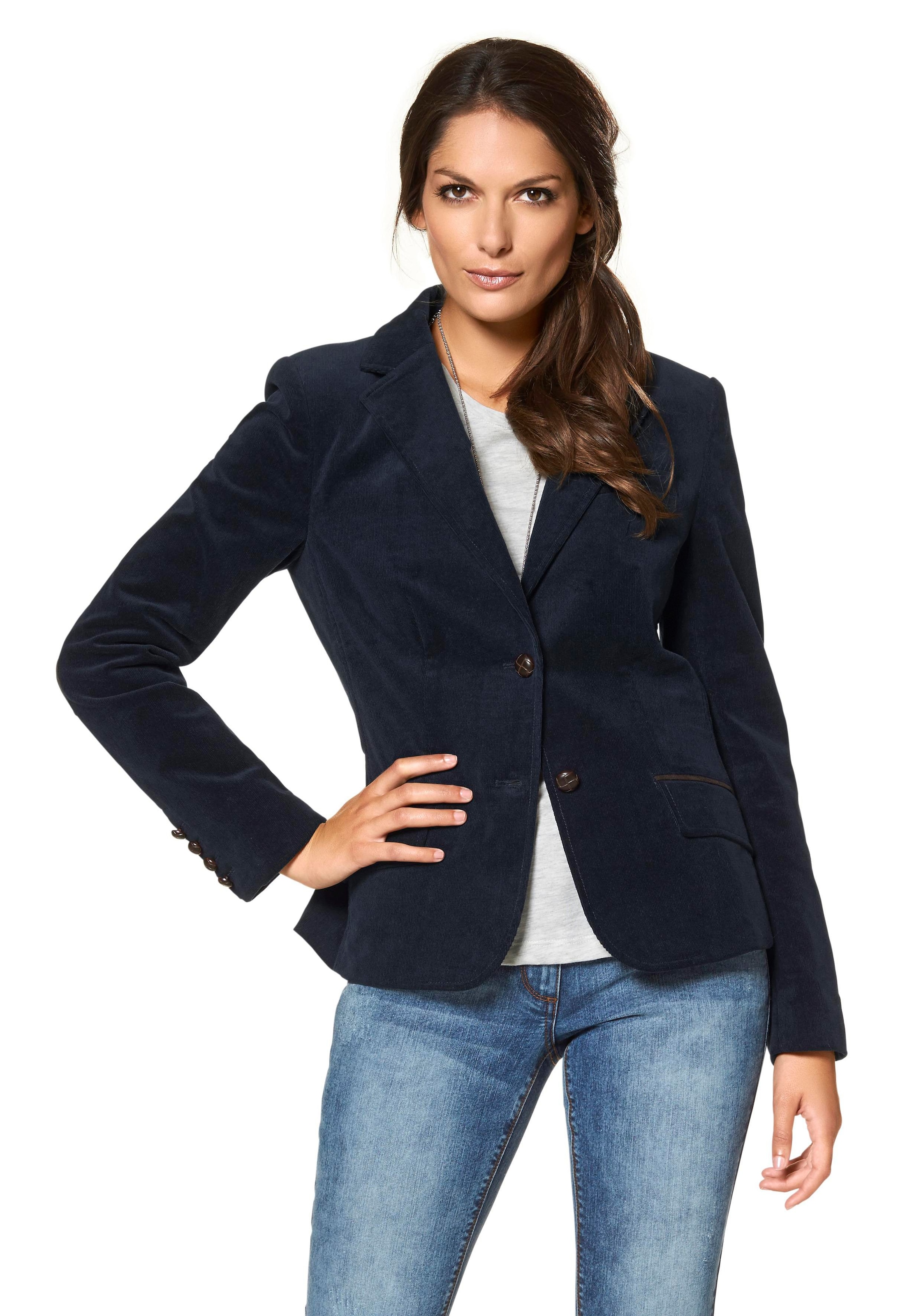 Aniston CASUAL Jackenblazer, mit Lederimitat-Einfassungen und Ärmelpatches