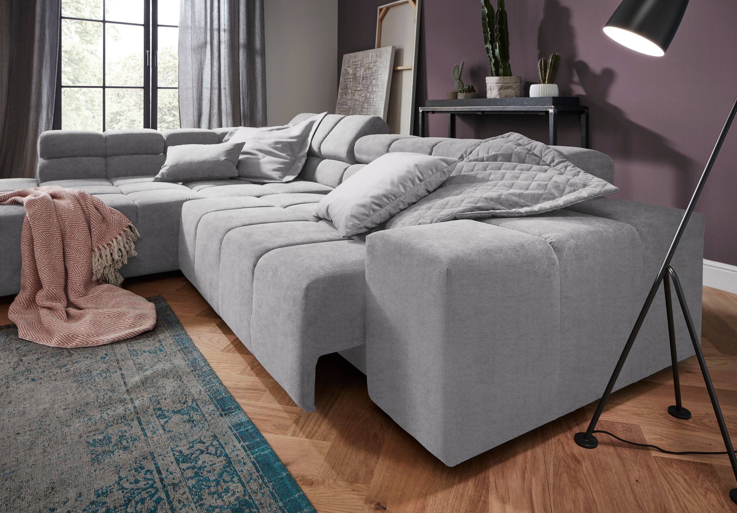INOSIGN Ecksofa »Ancona incl. Kopfteilverstellung, Breite 319cm, L-Form«, wahlweise motorische Sitztiefenverstellung, auch in Cord + Easy Care