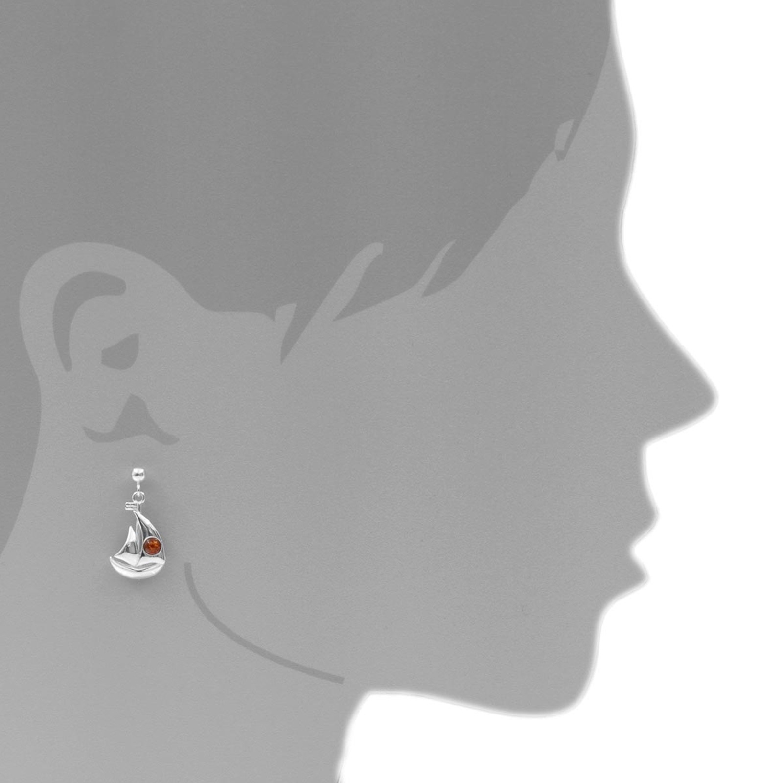 OSTSEE-SCHMUCK Paar Ohrhänger »- Segelschiff - Silber 925/000 - Bernstein«