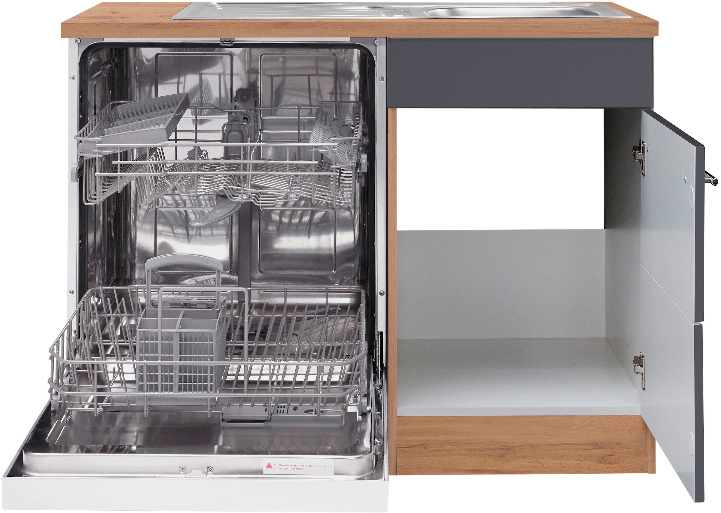 HELD MÖBEL Spülenschrank »Wien«, Breite 110 cm, inkl. Möbelfront für teilintegrierbaren Geschirrspüler