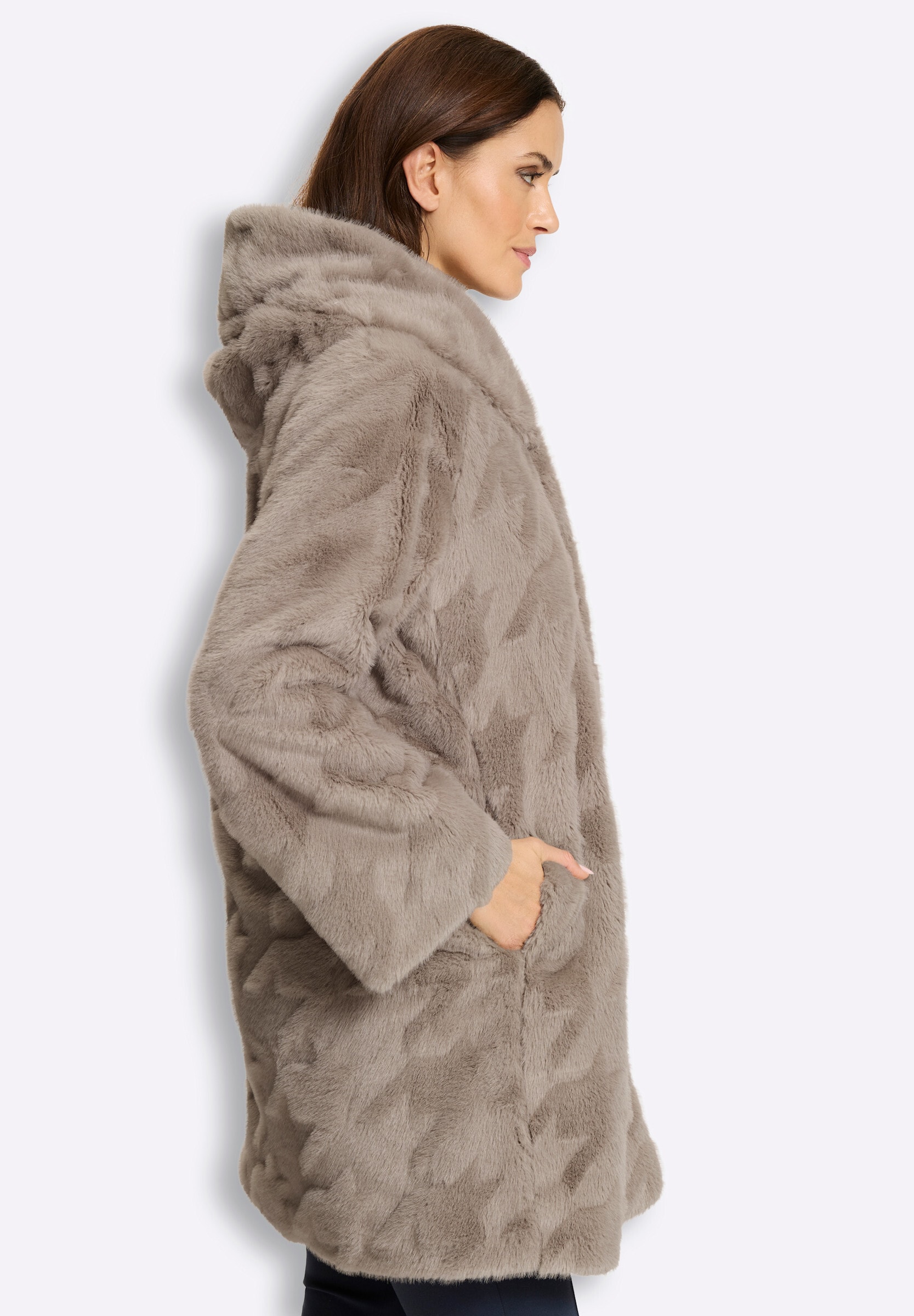 heine Langjacke »Pelzimitat-Jacke Fellimitatjacke« mit Kapuze