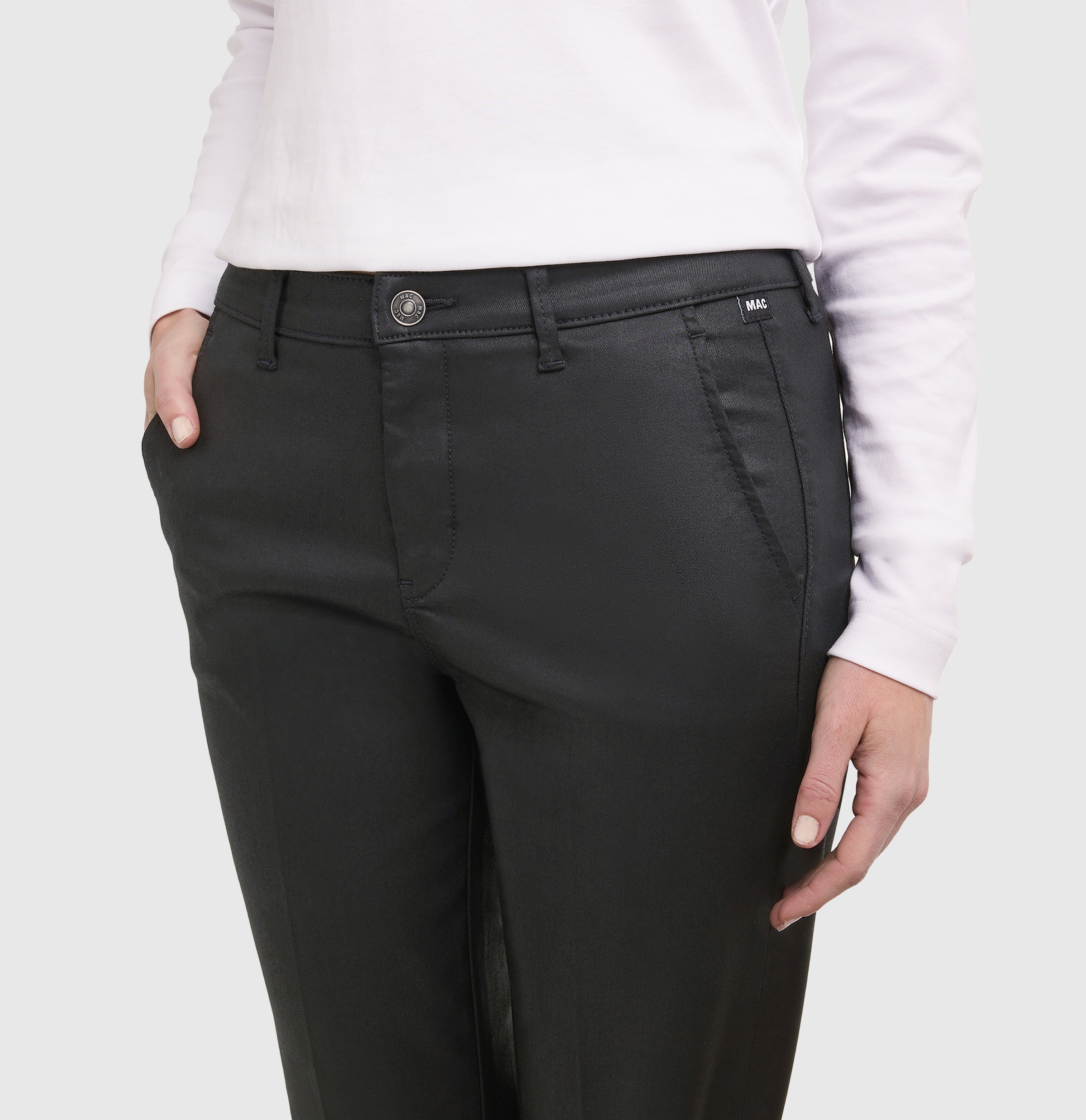 MAC Chinohose »CHINO turn up«  Leder-Optik
