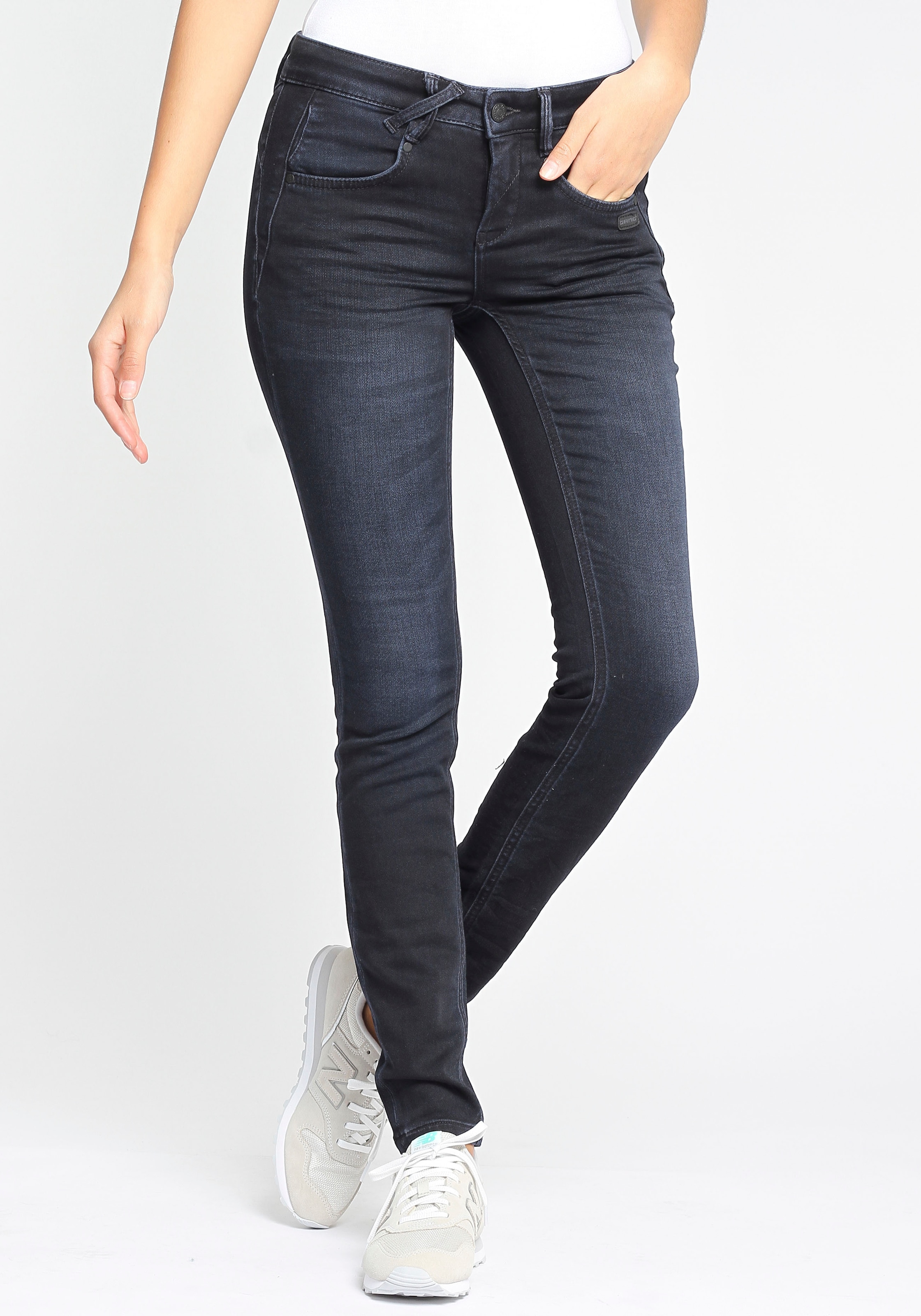 GANG Skinny-fit-Jeans »94NELE«, mit Bund bei vorne ♕ am gekreuzten Gürtelschlaufen