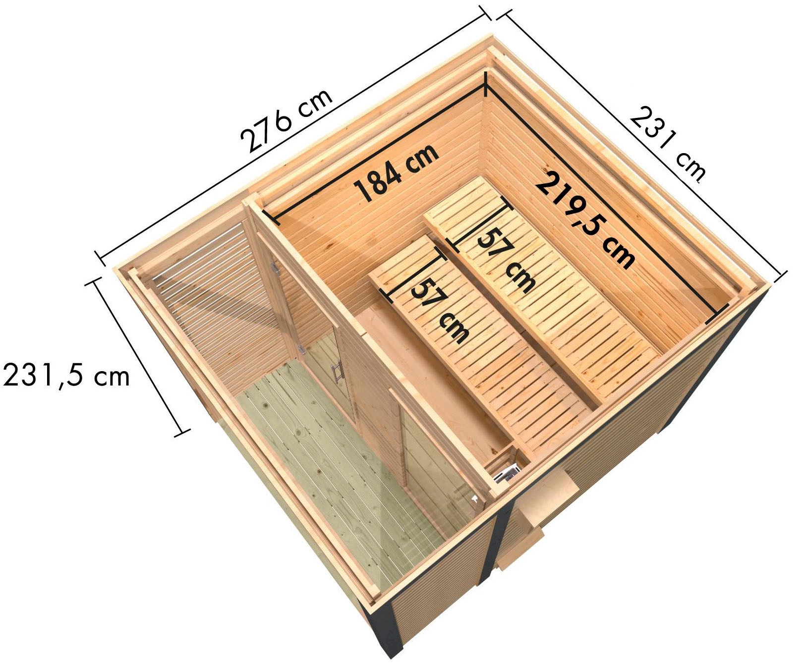 Karibu Saunahaus »»Adrian 2« naturbelassen/anthrazit« in verschiedenen Ausführungen erhältlich
