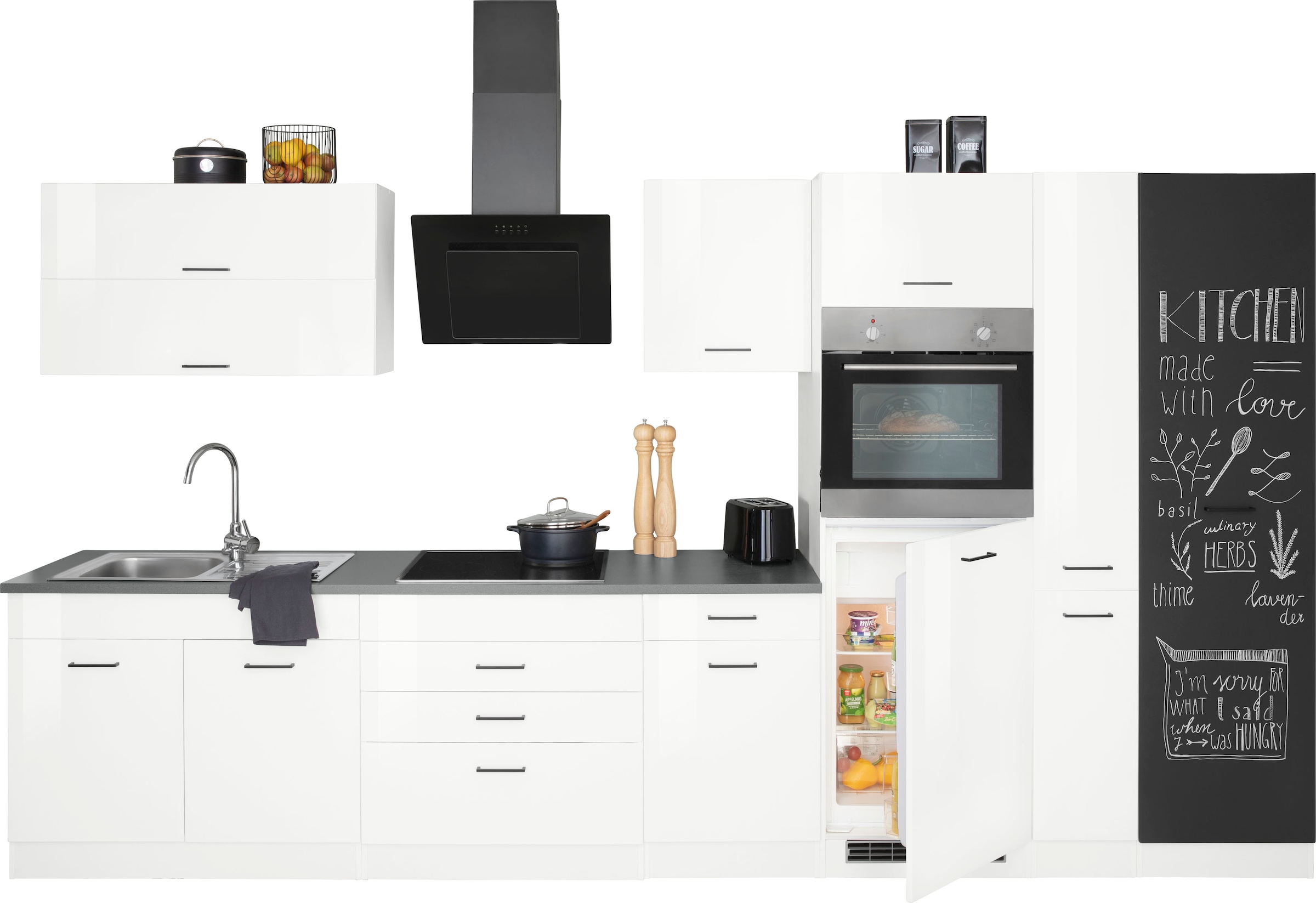 KOCHSTATION Küchenzeile »KS-Trier« mit E-Geräten, Breite 370 cm
