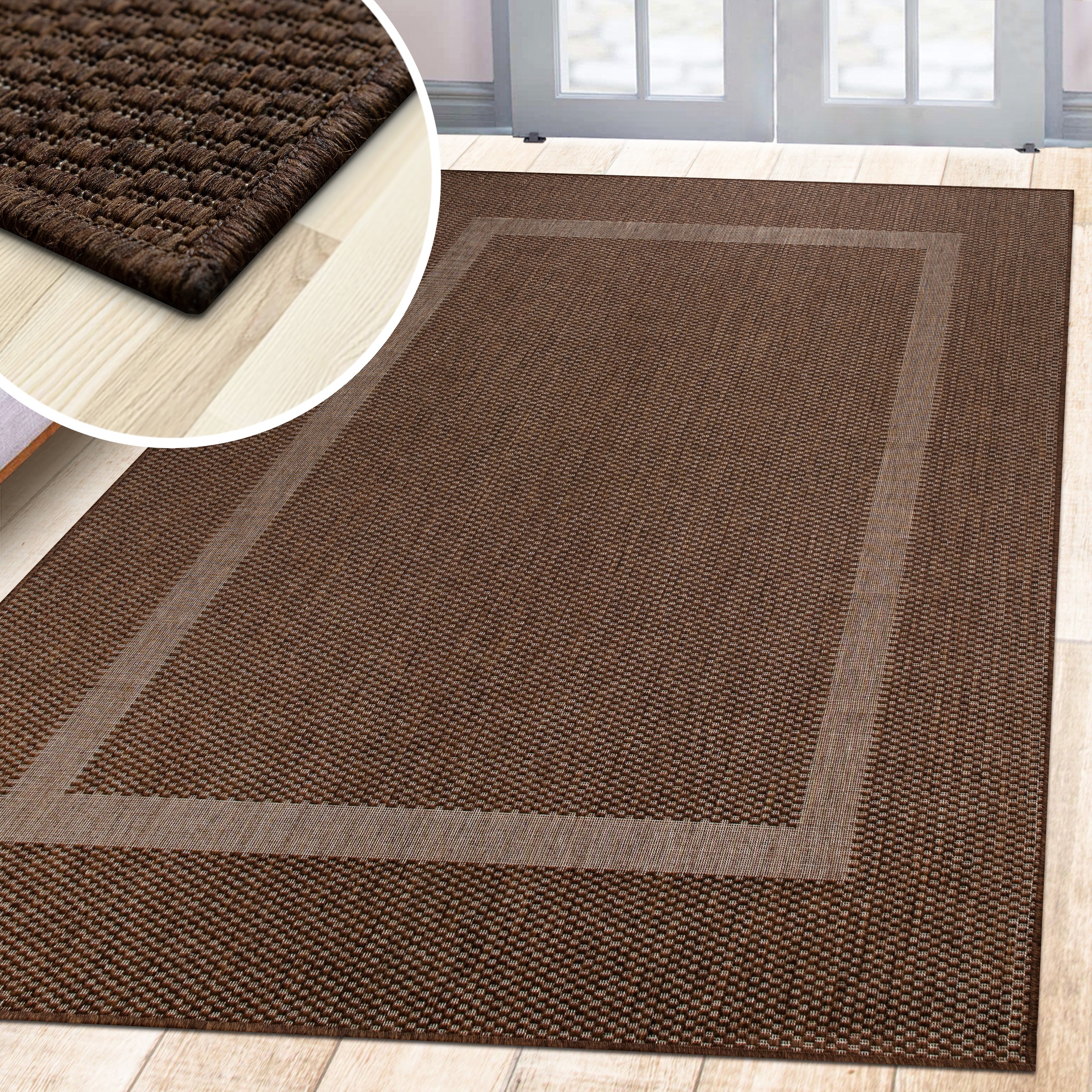 OTTO home Teppich »Venedig Bordüre auch als Läufer erhältlich« rechteckig 3 mm Höhe In- und Outdoor geeignet, Sisal-Optik, Wetterfest & UV-beständig