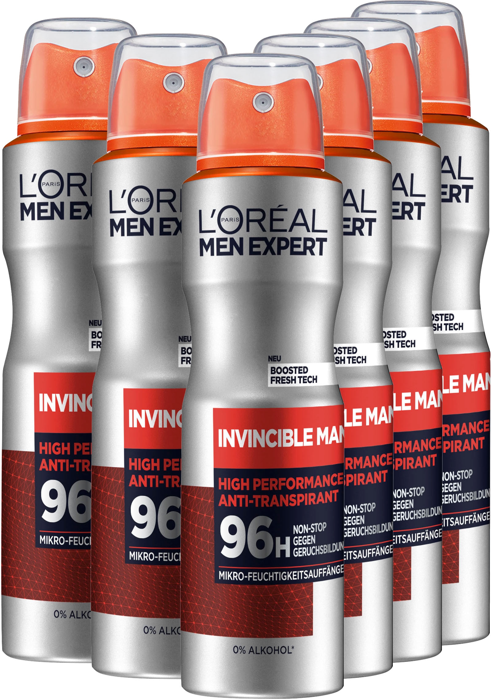 Deo-Spray »Deo Spray Invincible Man 96h«, (Packung, 6 tlg.)