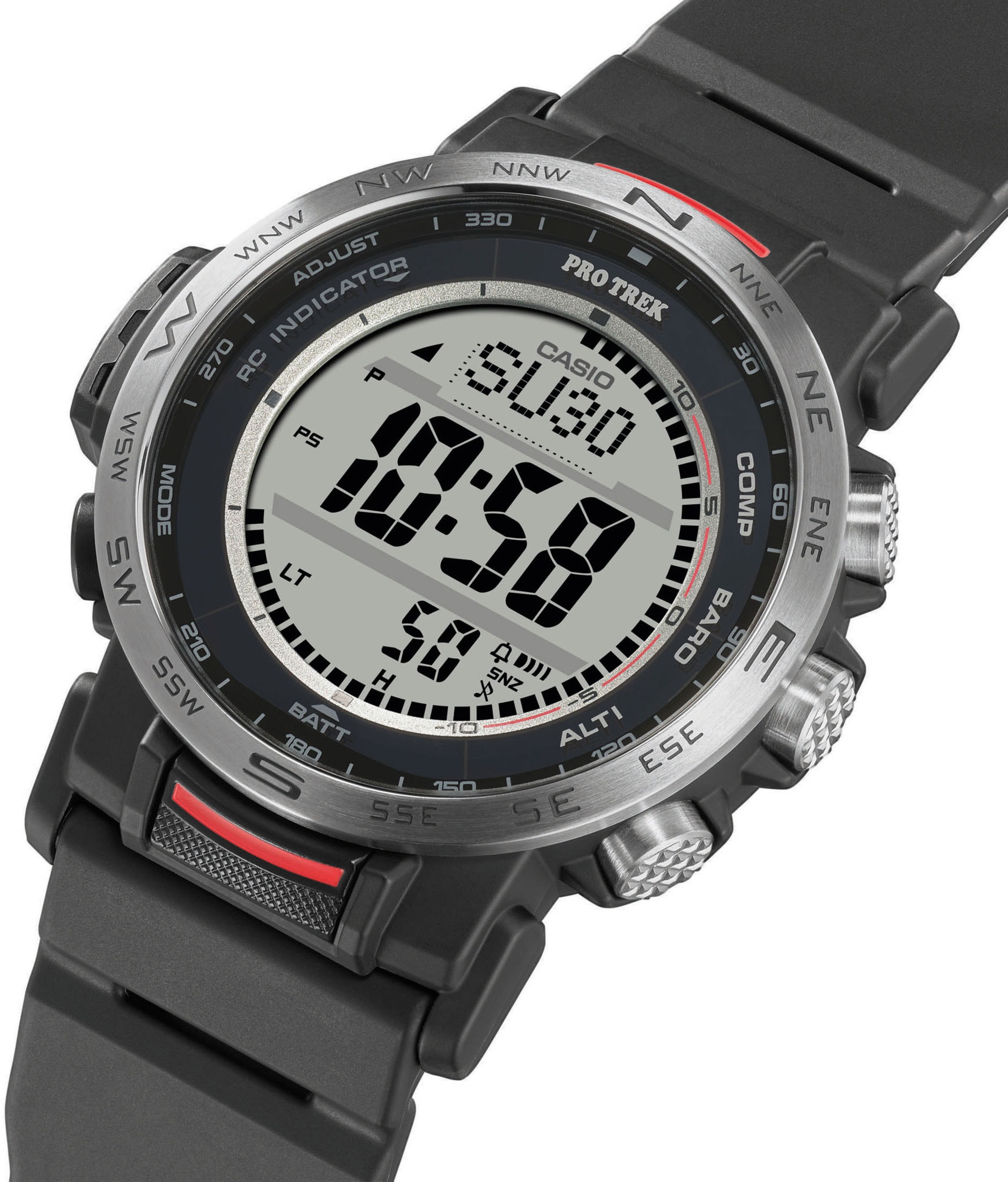 CASIO PRO TREK Funkchronograph, Quarzuhr, Armbanduhr, Herrenuhr, Funk, Solar, Stoppfunktion, Weltzeit