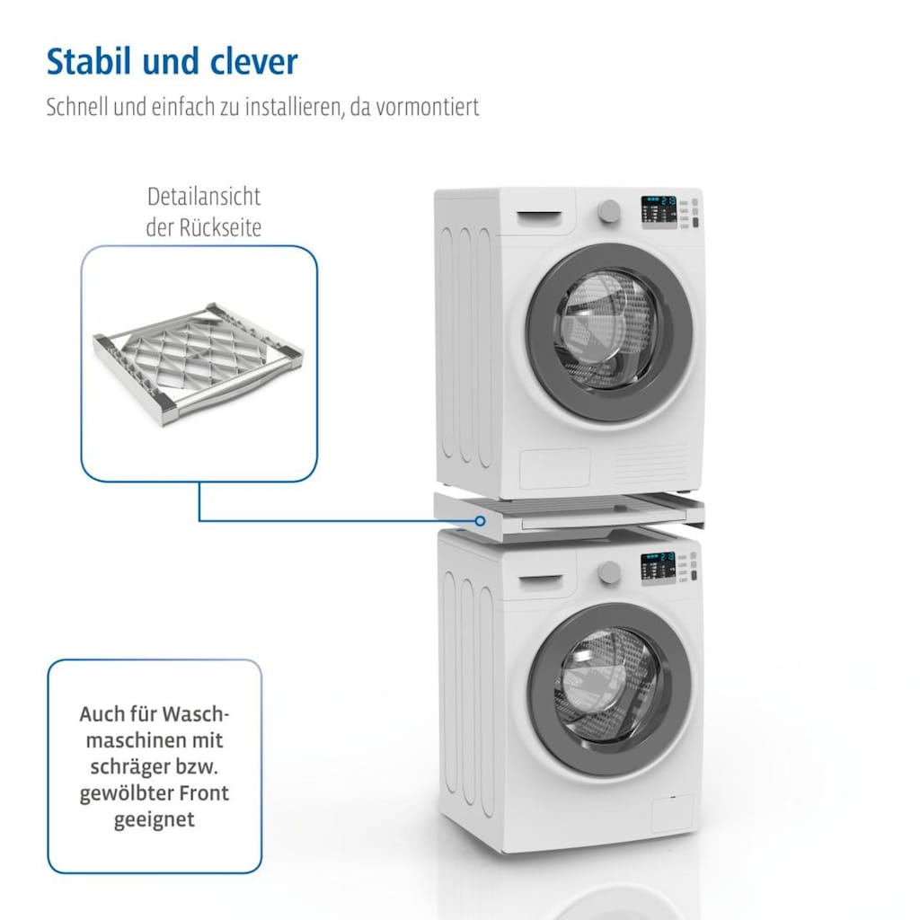 Xavax Zwischenbaurahmen »für Waschmaschinen und Trockner mit Zurrgurt, Ablage«