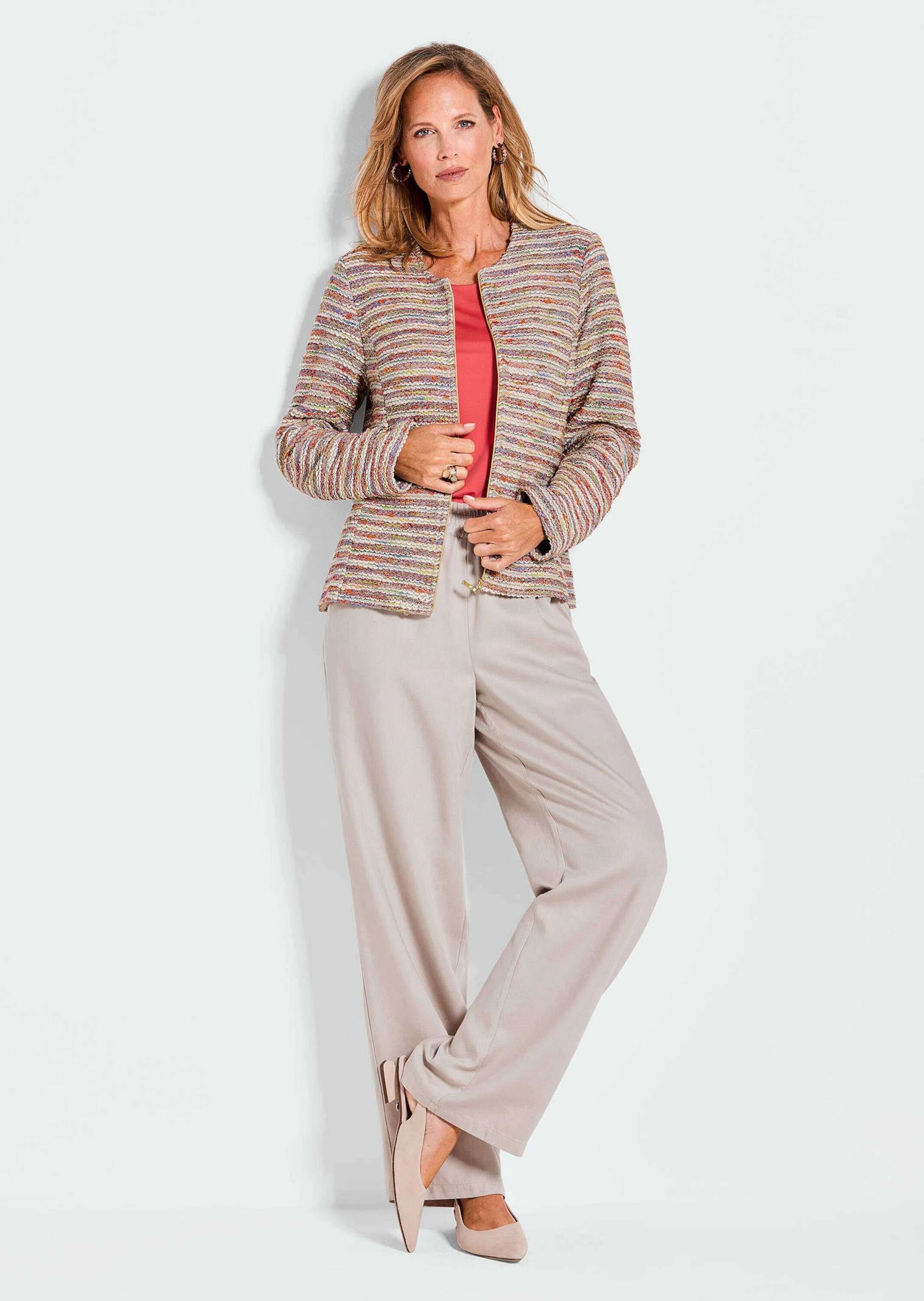 GOLDNER Kurzjacke »Elegante Bouclé-Jacke mit Multicolor-Design« dekorativer goldner RV