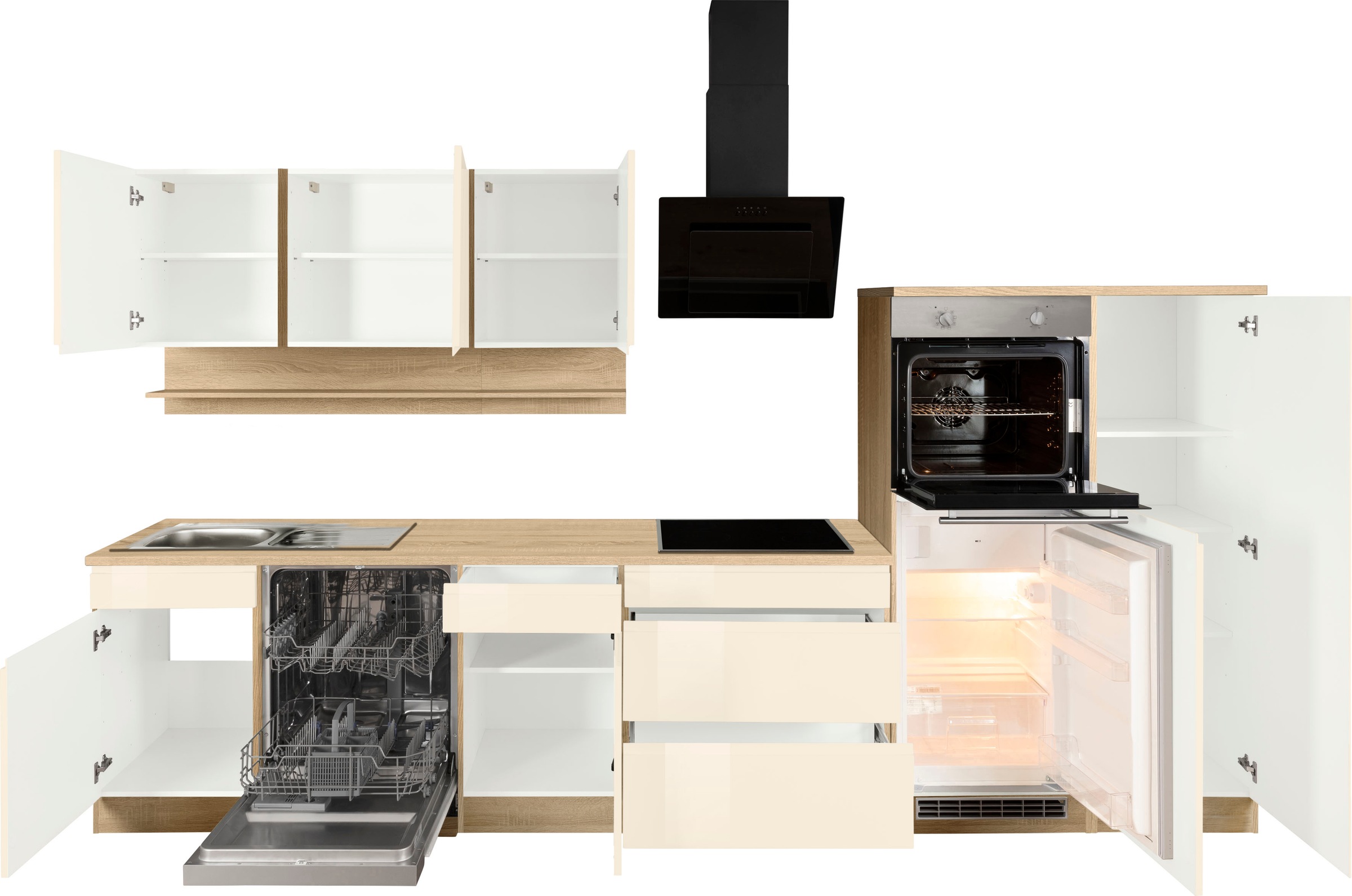 KOCHSTATION Küchenzeile »KS-Virginia« Breite 350 cm, wahlweise mit Induktion