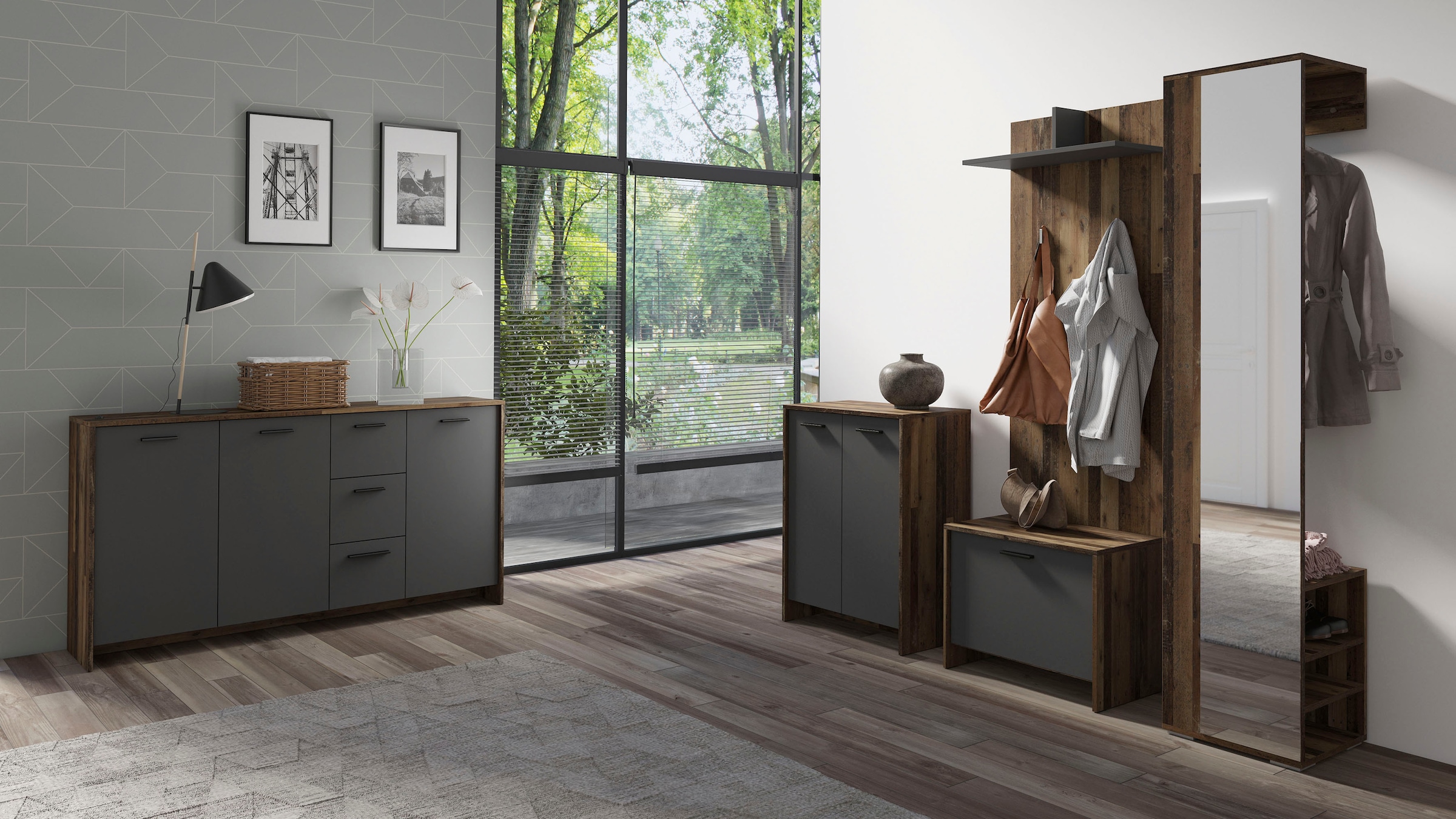 byLIVING Garderobenpaneel »Ben« 1 Stk. tlg. Breite 60 cm, mit Kleiderhaken und Ablage