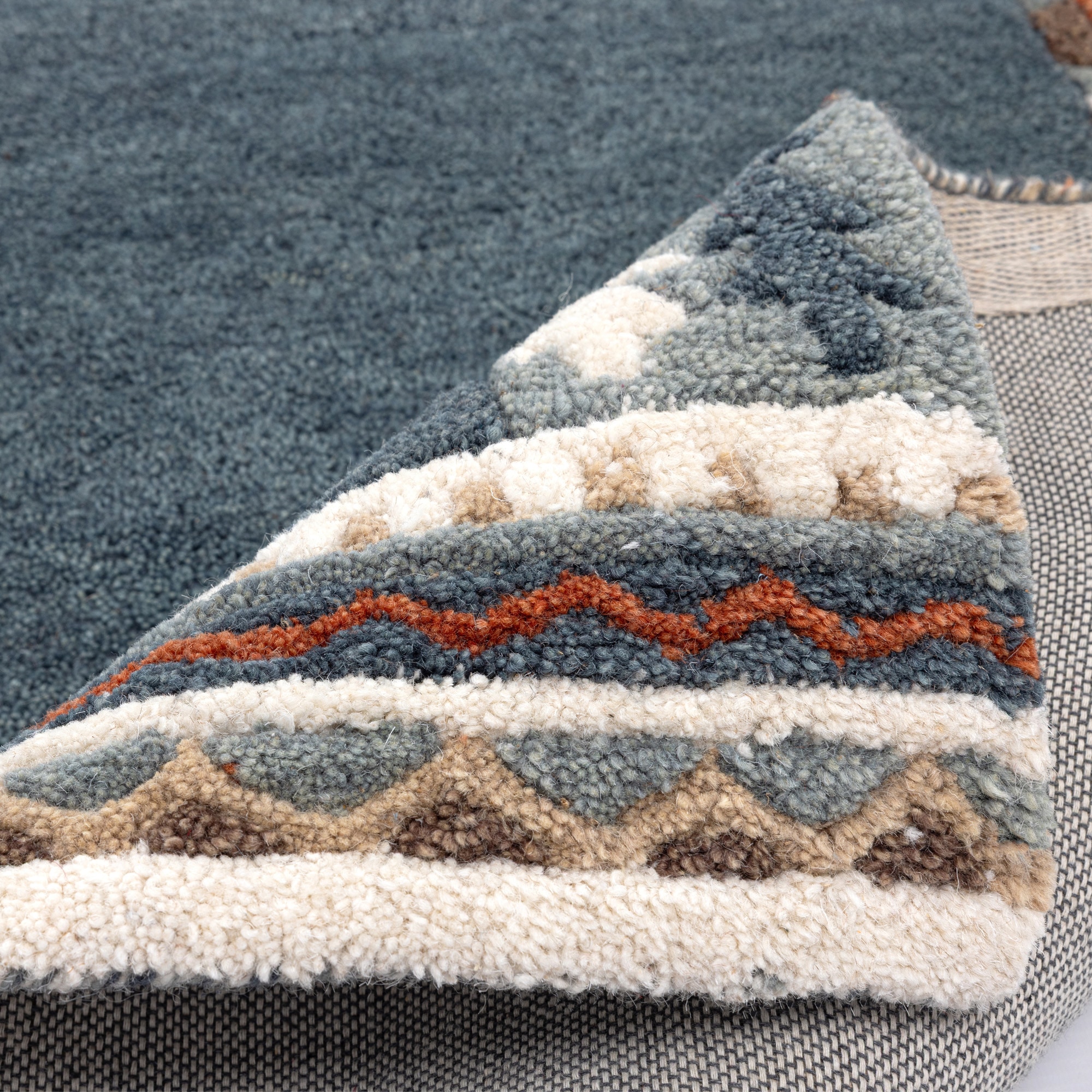 THEKO Bettumrandung »Nuno, handgearbeitet, mit Bordüre« Höhe 14 mm 3 Stk. tlg. Bettvorleger, reine Wolle, handgetuftet, Läufer-Set, Schlafzimmer