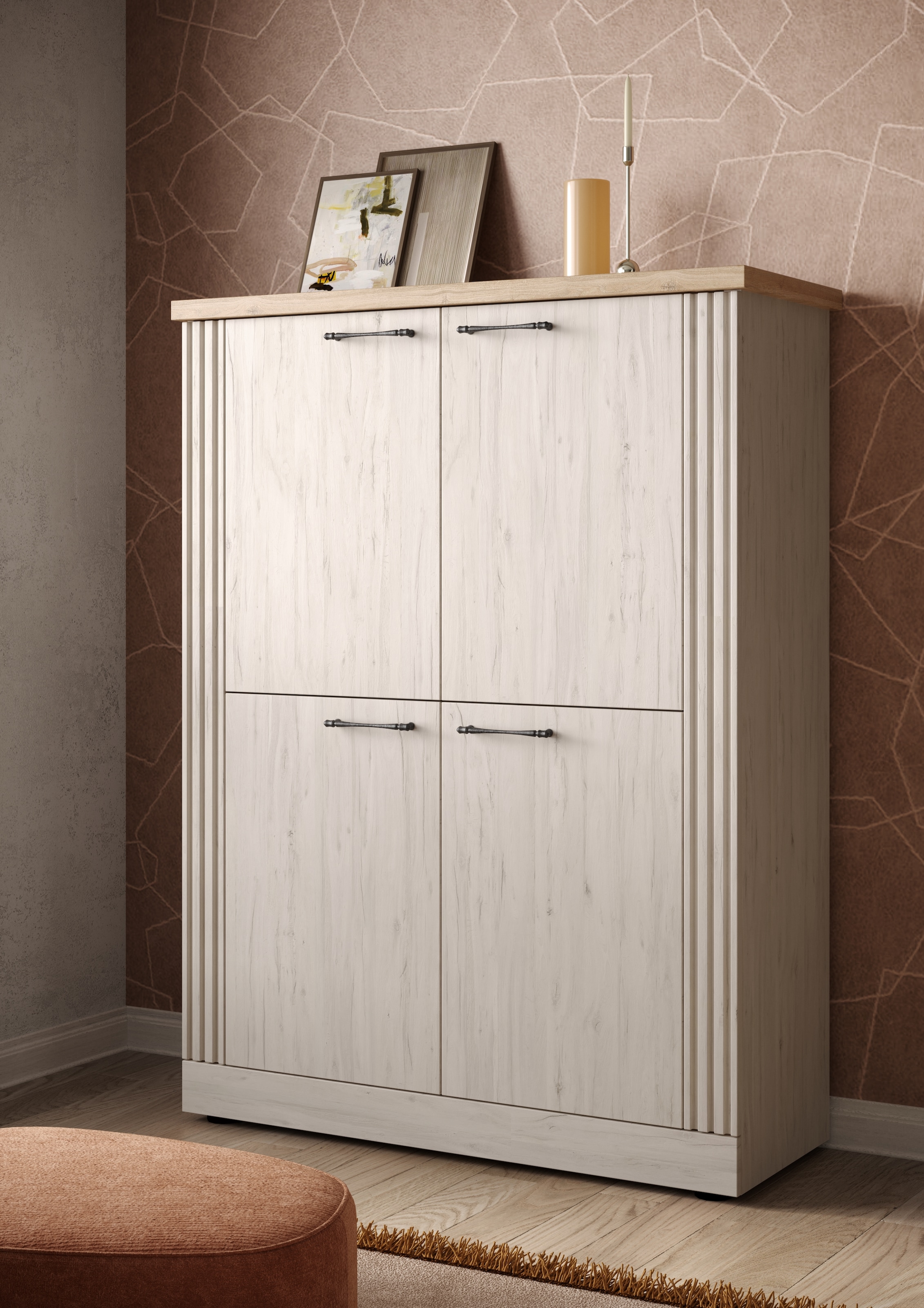 Highboard »Country Höhe 160 cm u. Breite 118 cm, Kommode mit 4 Türen,«, Schrank im...