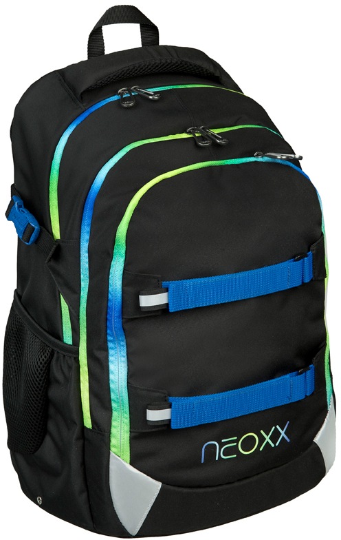 neoxx Schulrucksack aus Details, inklusive »Active, PET-Flaschen; ♕ Schlamperetui reflektierende recycelten Flash«, Neon bei