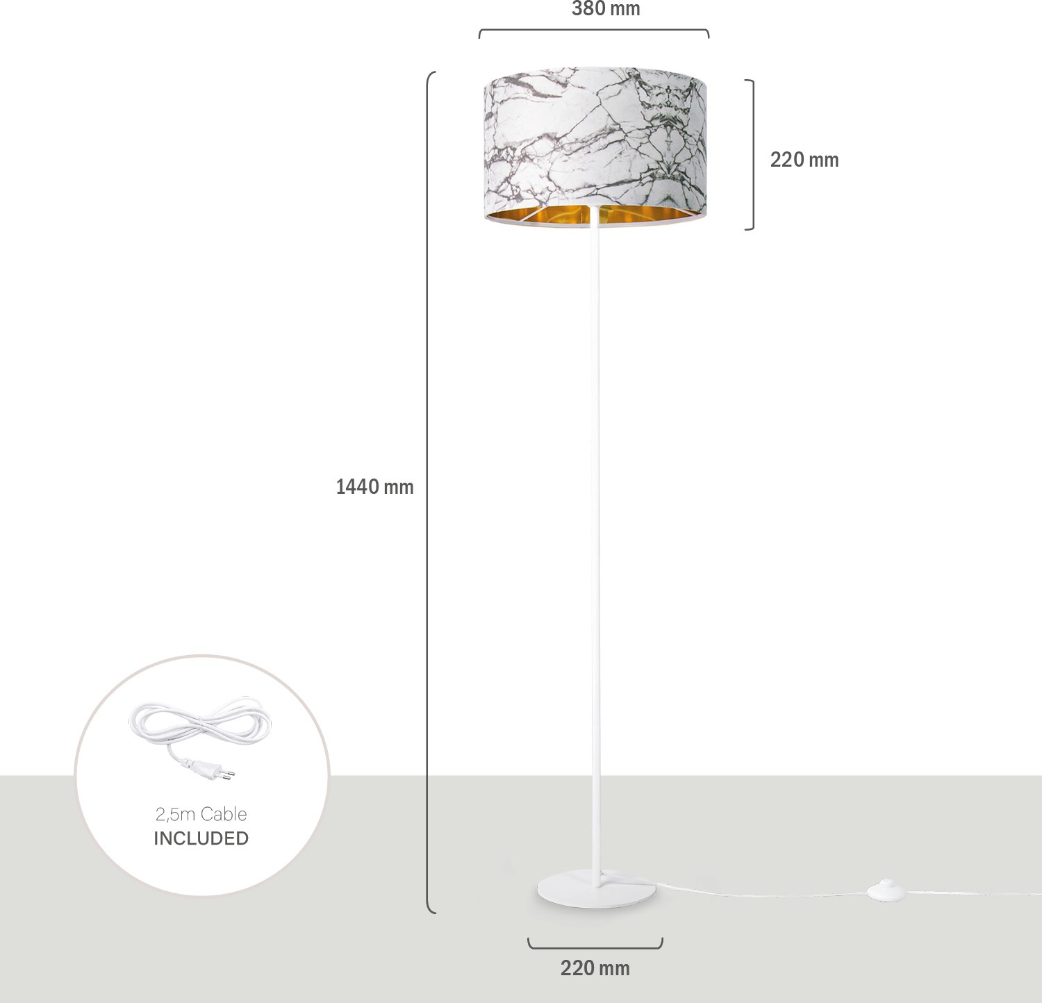 Paco Home Stehlampe »Kraft Schlafzimmer online Stein XXL 1 Weiß | Jahren Grau flammig-flammig, 525«, Design Marmor 3 kaufen mit Garantie Wohnzimmer E27