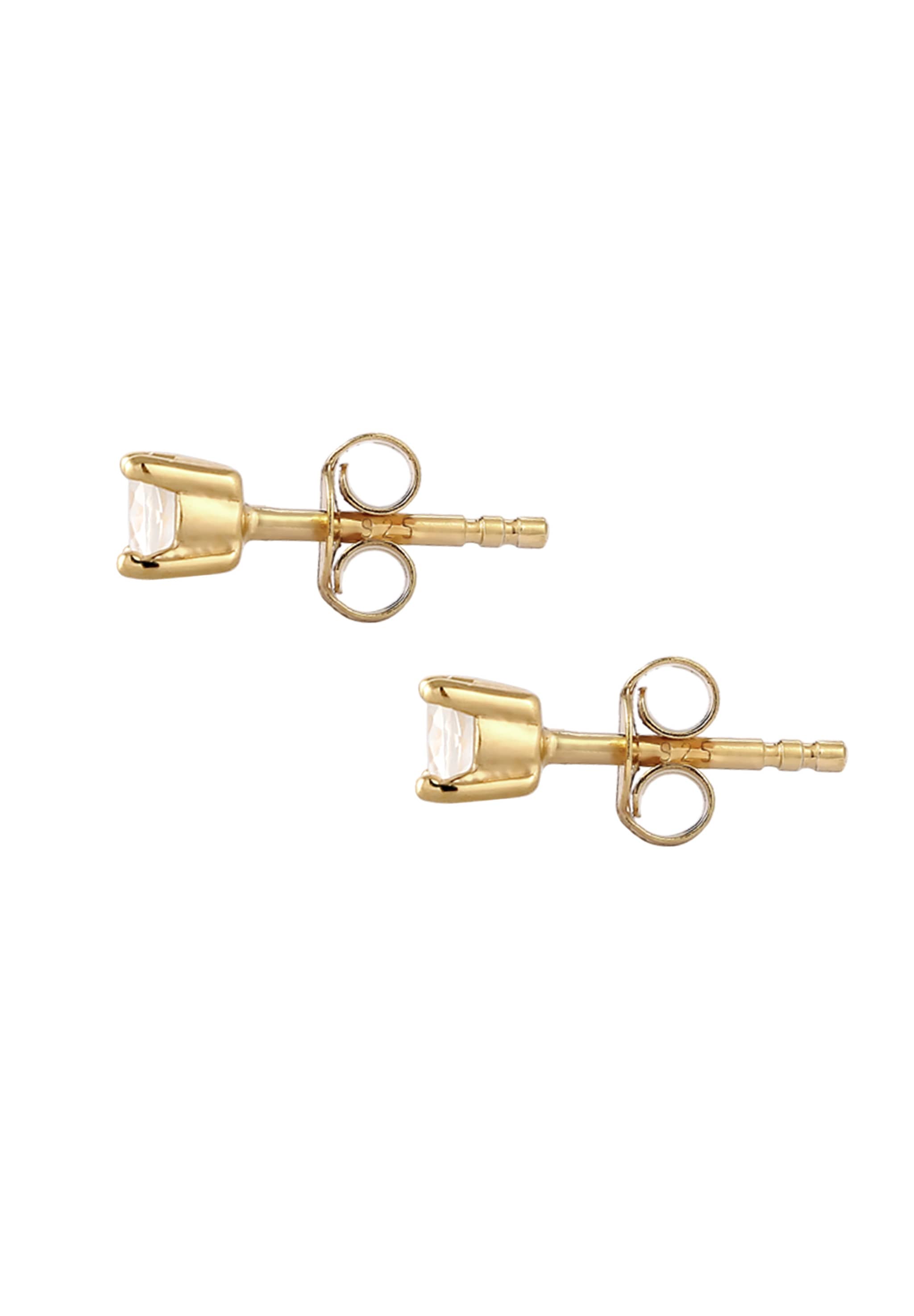 Elli Premium Paar Ohrstecker »Ohrringe Ohrstecker Mondstein Regenbogen 925 Sterling Silber vergoldet«