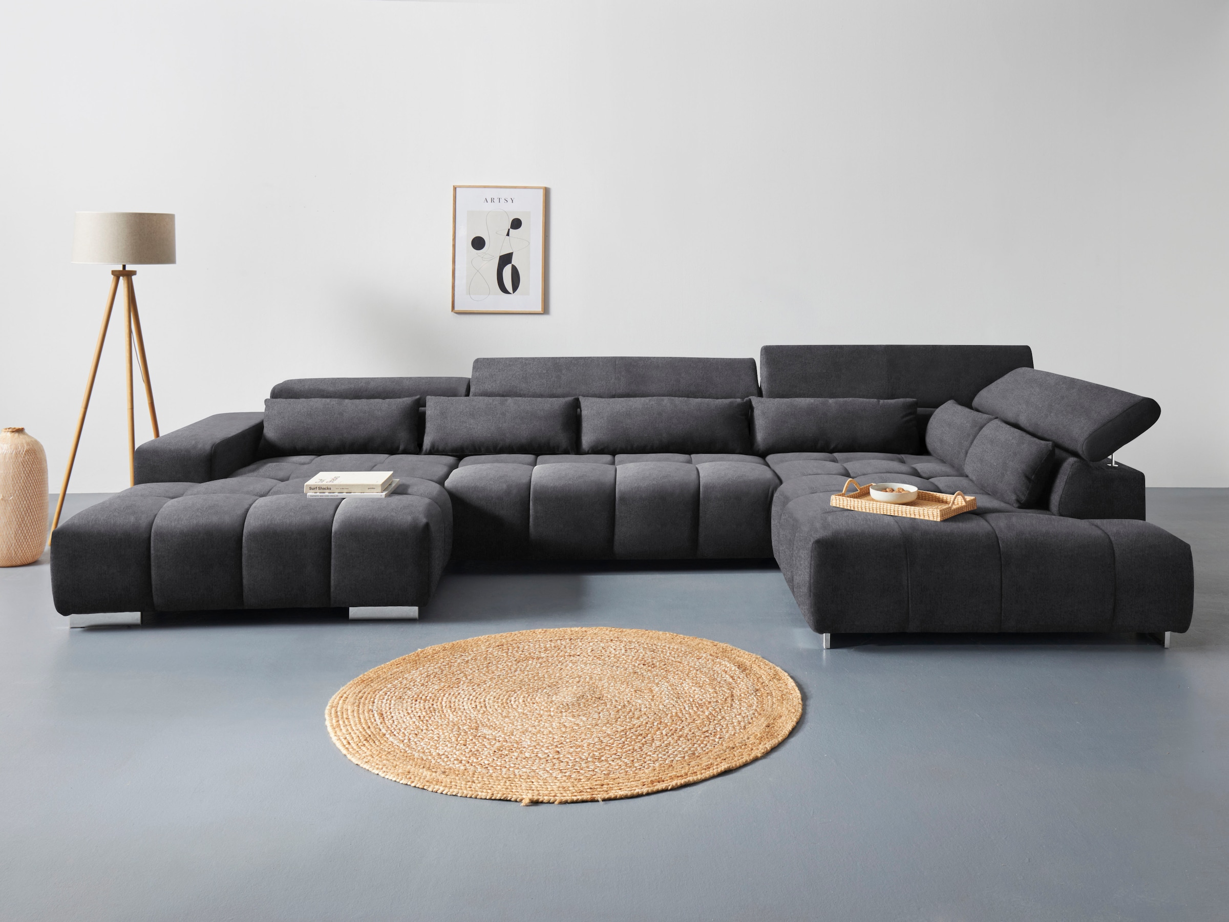 COTTA Wohnlandschaft »Orion U-Form«, inkl. Kopfteilverstellung und Nierenkissen