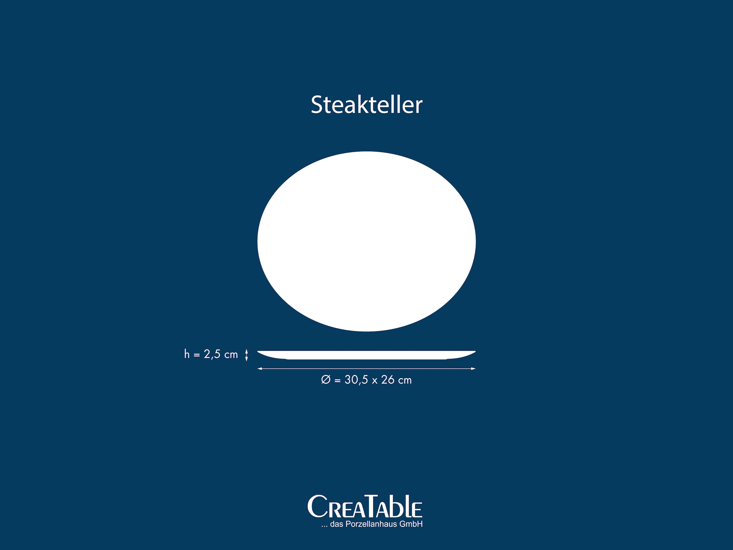 CreaTable Speiseteller »Gourmet, Kebabteller 4-tlg.« Teller Set, Zeitlos, Hochwertiges Porzellan