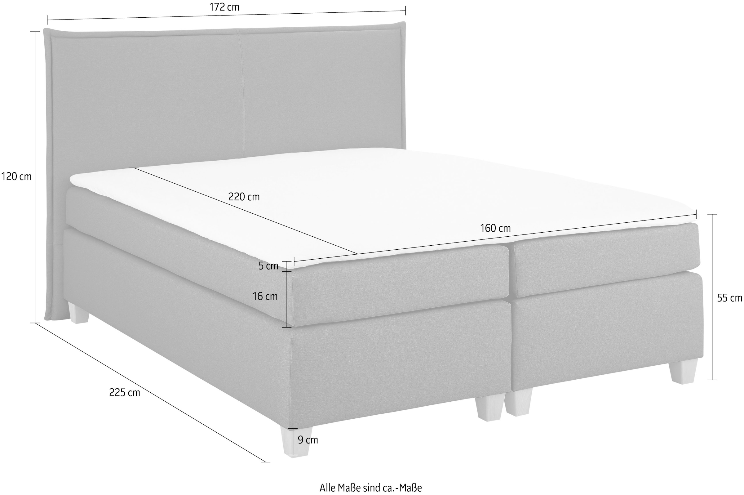 Home affaire Boxspringbett »Houssay«, inkl. Topper, 5 Breiten, 2 Härtegraden auch in Überlänge 220 cm