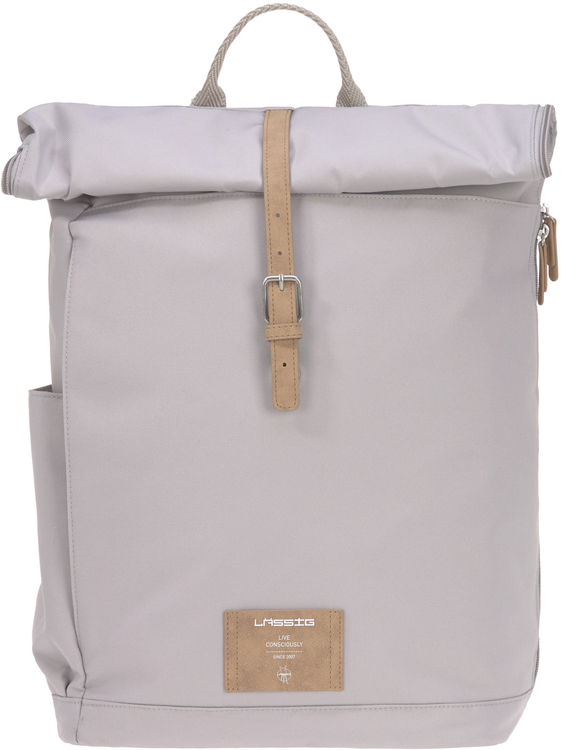 LÄSSIG Wickelrucksack »Green Label, Rolltop, Grey«, PETA-approved vegan; zum Teil aus recyceltem Material
