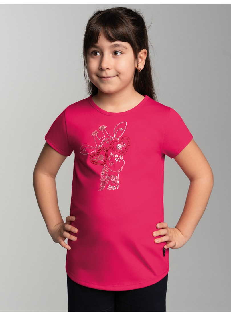 Trigema T-Shirt »TRIGEMA T-Shirt mit glitzerndem Giraffen-Printmotiv« 1 Stk.