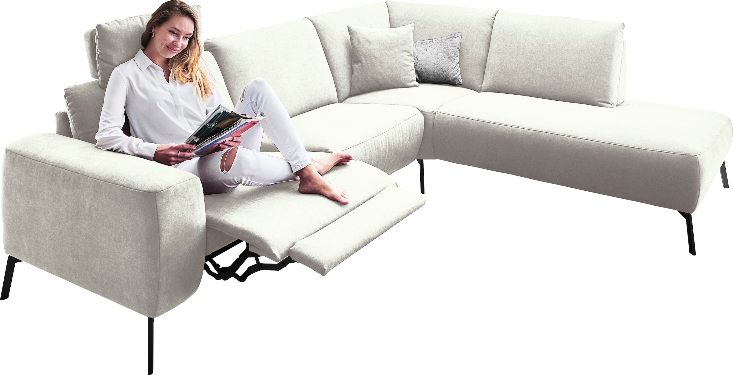 Home affaire Ecksofa »Bellini L-Form« incl. motorischer Relaxfunktio, wahlweise Easy Care-Bezug