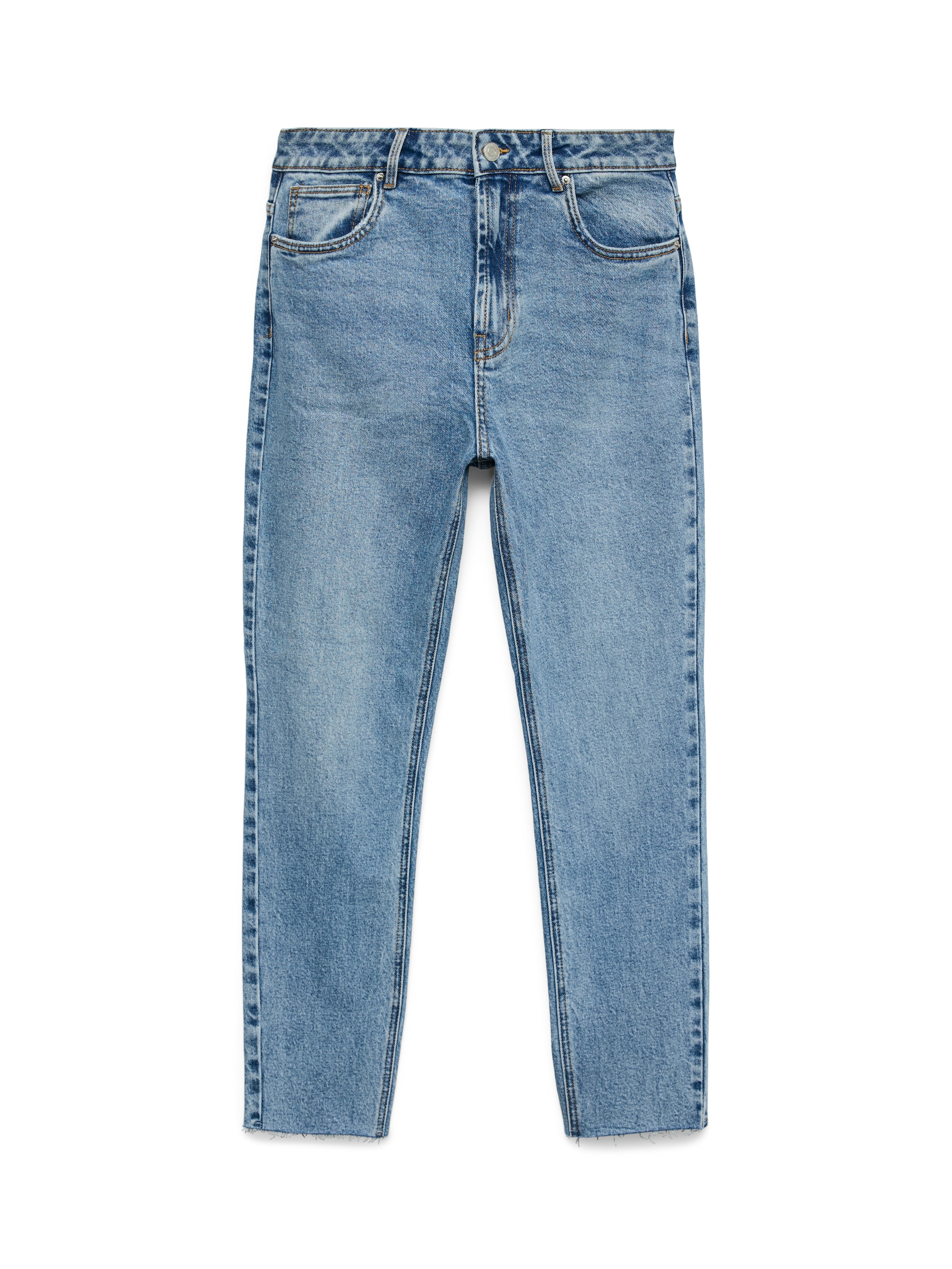 Vero Moda Straight-Jeans »VMBRENDA« mit leicht ausgefranstem Saum, stonewashed für einen Used-Look