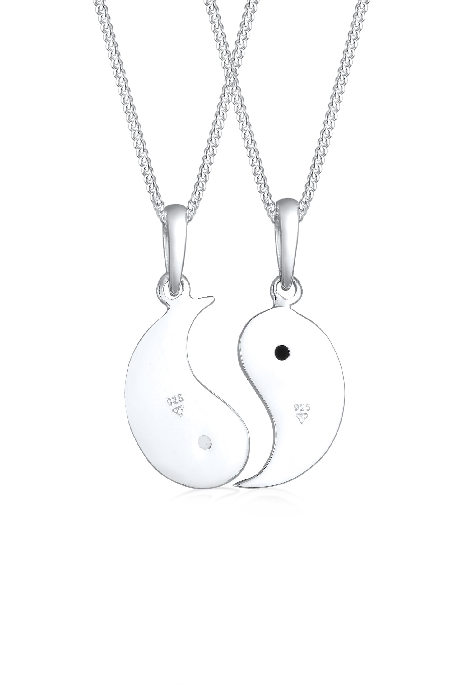 Elli Ketten-Set »Halskette Set Partnerketten Yin Yang Emaille 925 Silber«