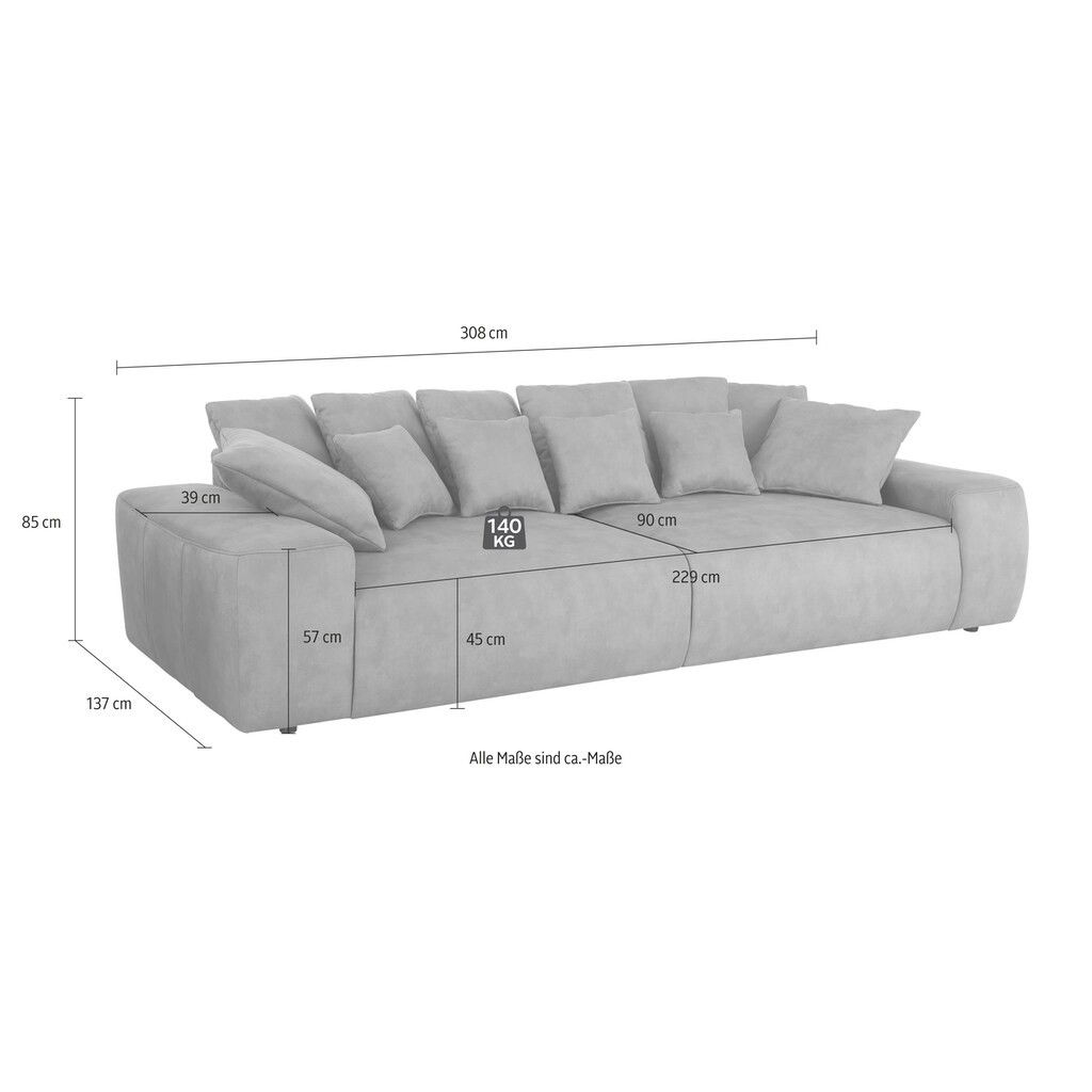 Home affaire Big-Sofa »Sundance Luxus«, mit besonders hochwertiger Polsterung für bis zu 140 kg pro Sitzfläche