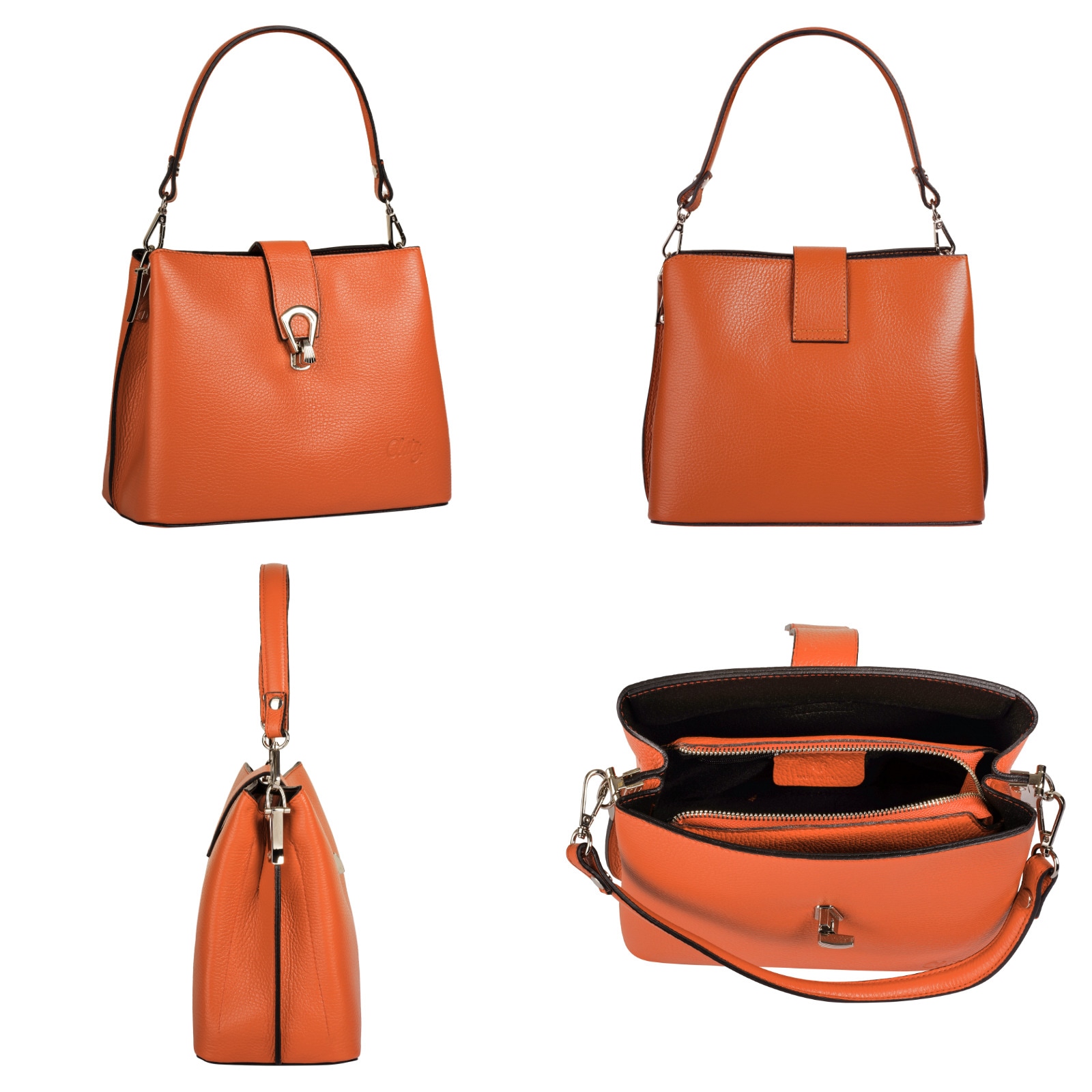Cluty Umhängetasche, echt Leder, Made in Italy