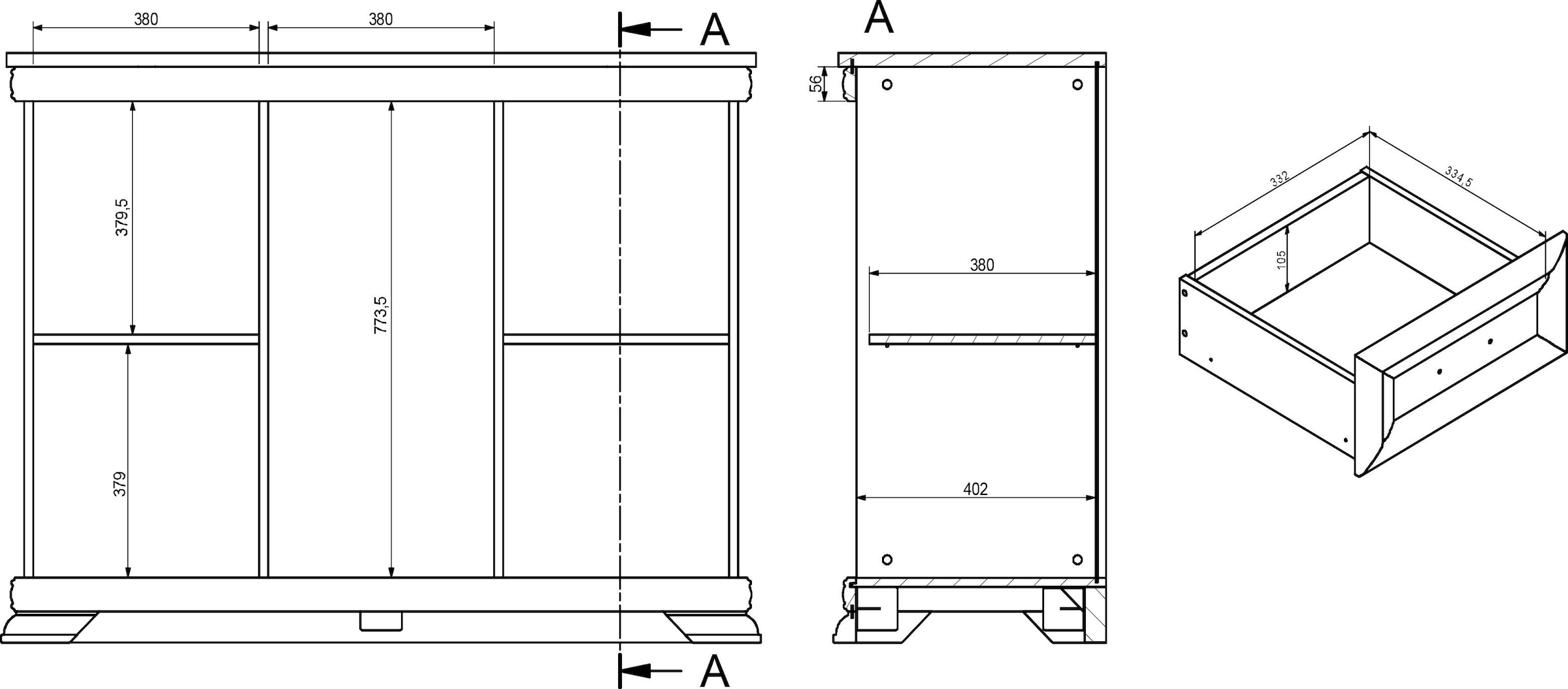 Home affaire Buffet »Royal«, Breite ca. 128 cm