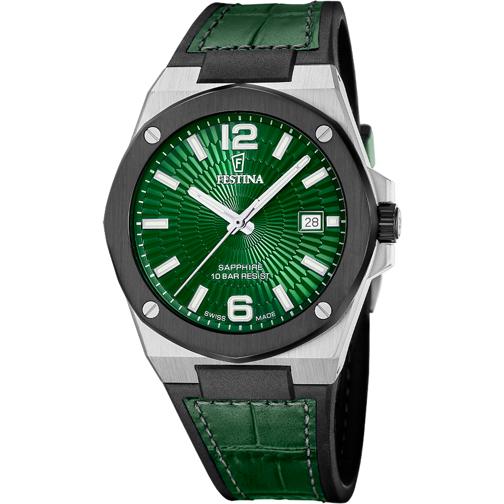 Festina Quarzuhr »Vallee« Armbanduhr, Herrenuhr, Swiss Made, Lederarmband, analog, Tag