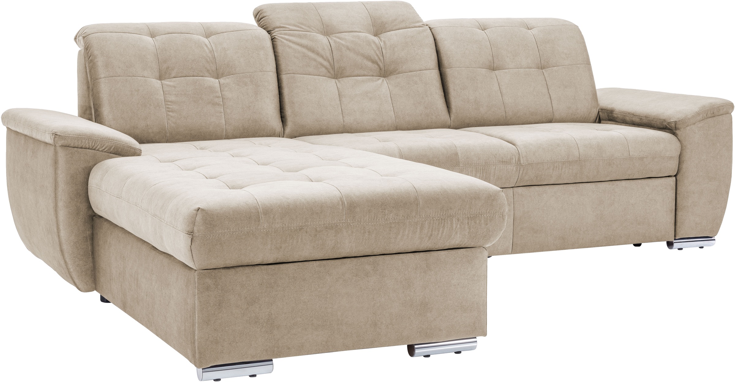 exxpo - sofa fashion Ecksofa »Derby Inkl. Kopfteilverstellung, wahlw. Bett & Bettkasten, L-Form«, EXTRA an Komfort zum Relaxen, Entspannen und Wohlfühlen