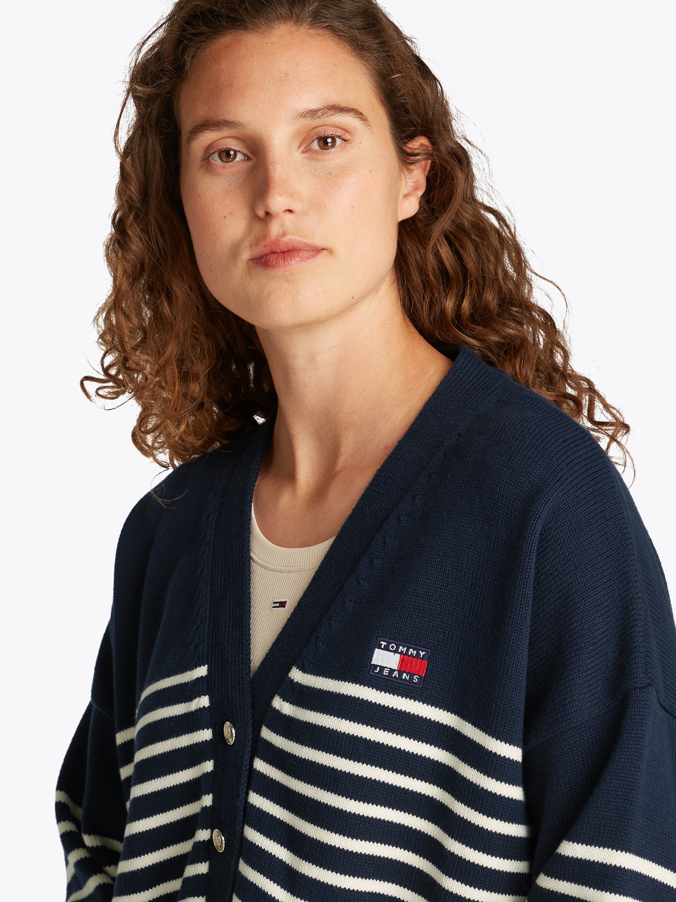 Tommy Jeans Strickjacke »TJW CABLE CARDIGAN«, mit Streifenmuster, Taschen