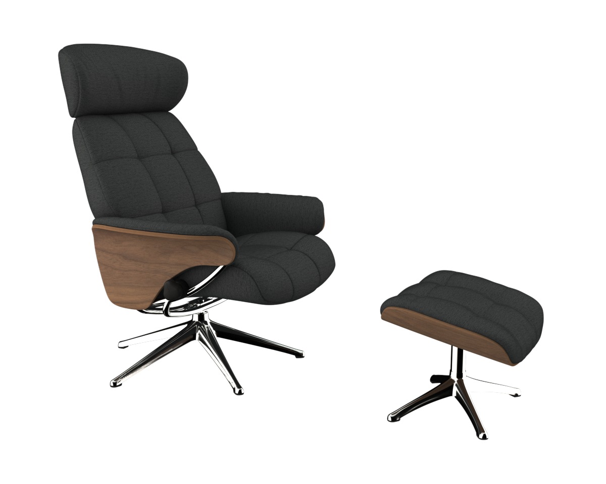 FLEXLUX Relaxsessel »Skagen Funktionsessel, Polstersessel, Armlehne, TV-Fernsehsessel«, Rücken- und Kopfteilverstellung, Fuß Alu, Armlehne Eiche, Drehbar