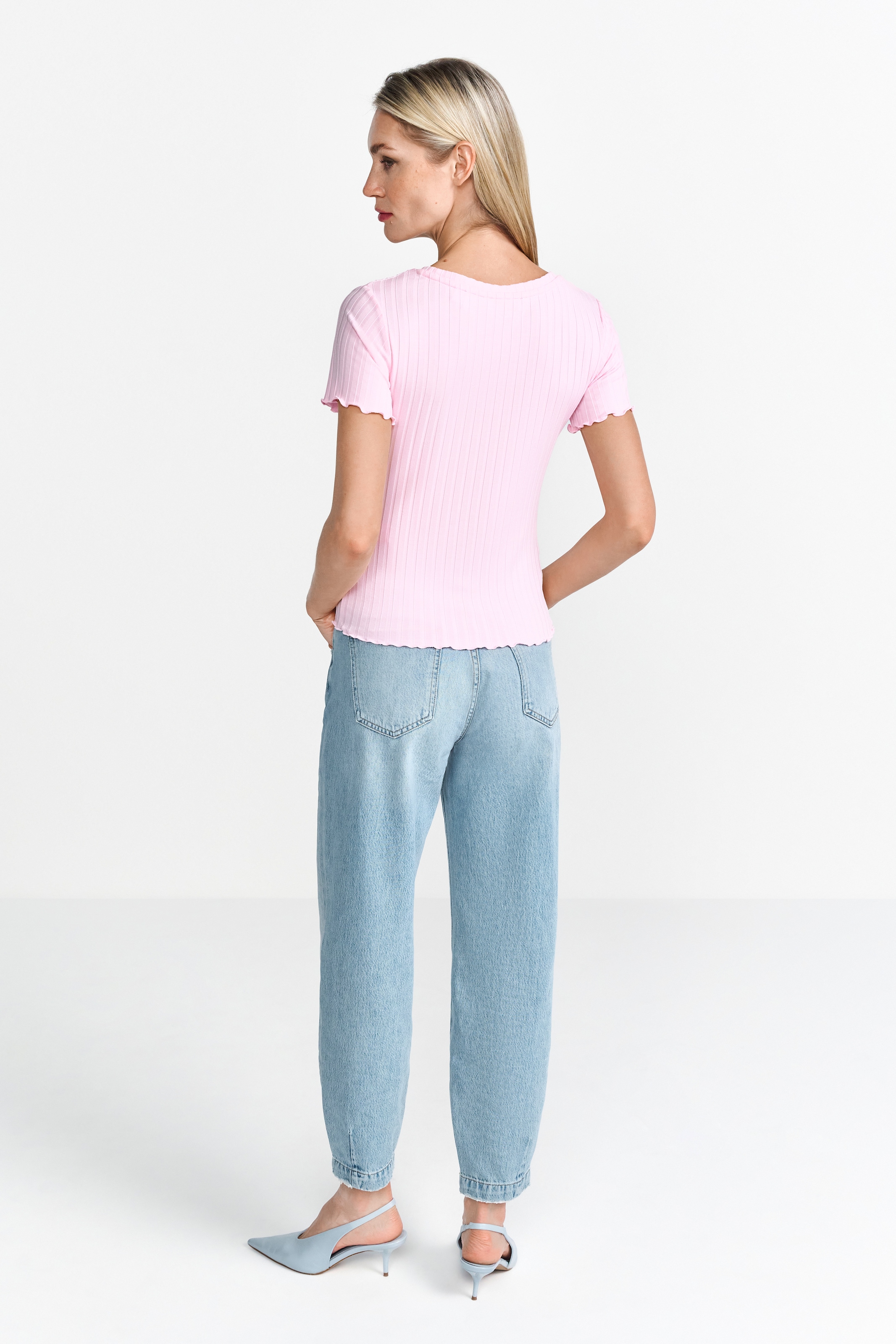 RICHROYAL Kurzarmshirt, Mit gewelltem Saum an Rumpf und Ärmeln