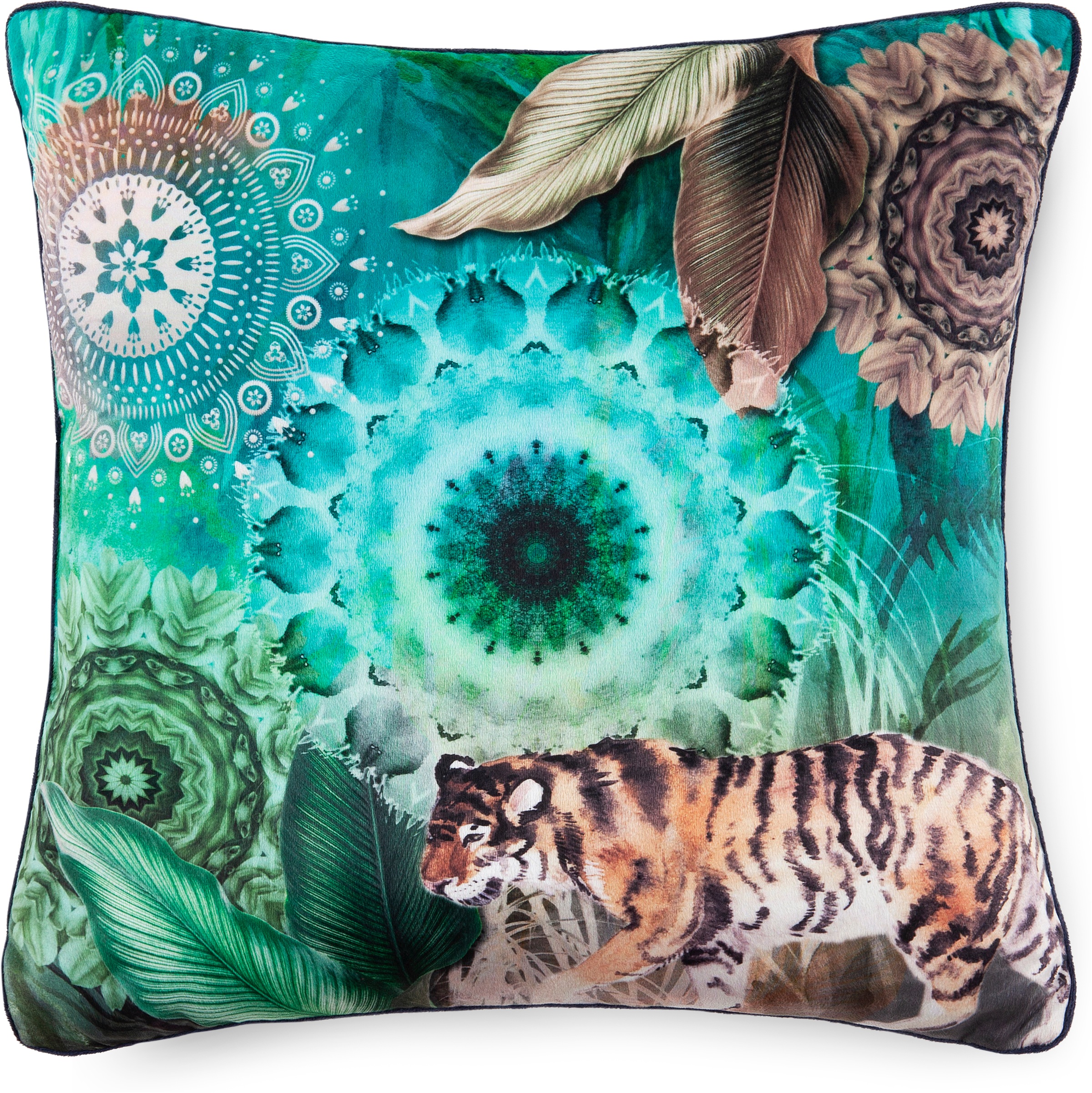 hip Dekokissen »Yukon«, Mit Füllung, 1 Stück, Biese, 48x48, Wendeoptik, Weich, Tiger, Grün