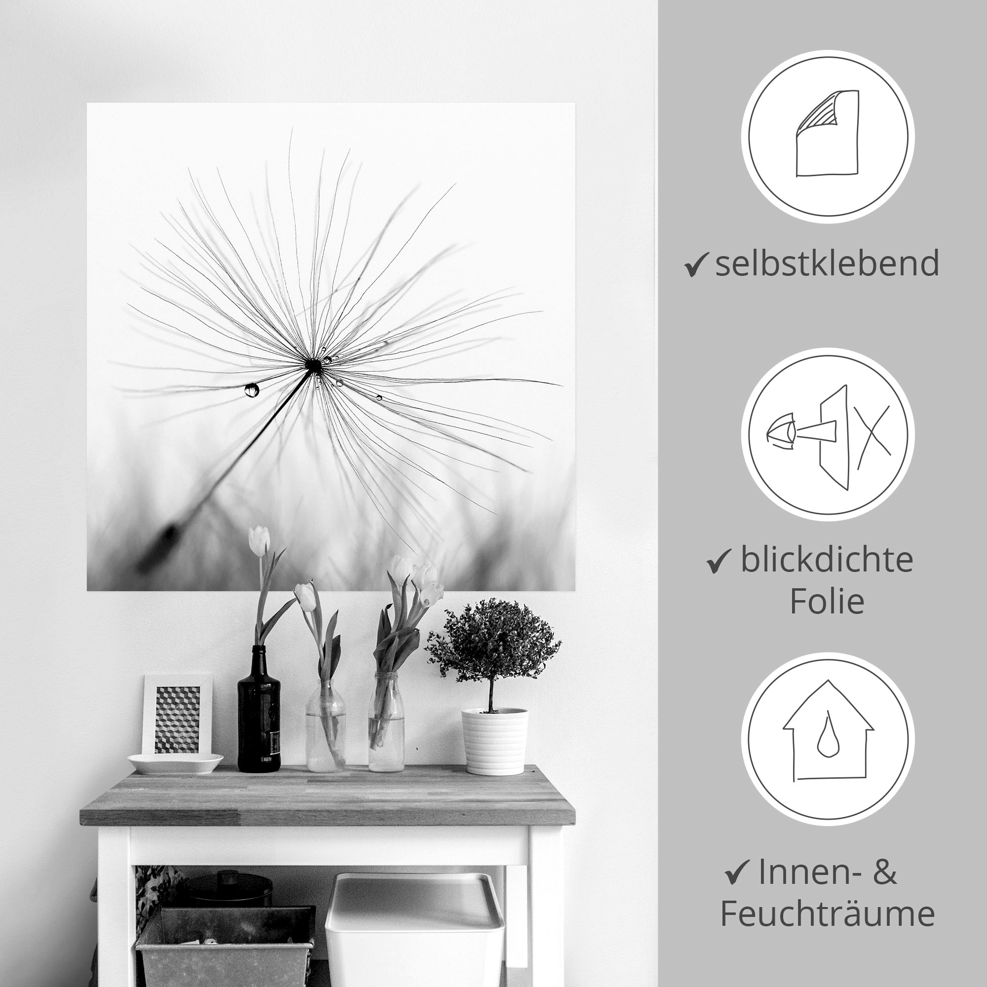 Artland Wandbild »Pusteblume Schirmchen«, Blumen, (1 St.), als Alubild, Outdoorbild, Leinwandbild, Poster, Wandaufkleber