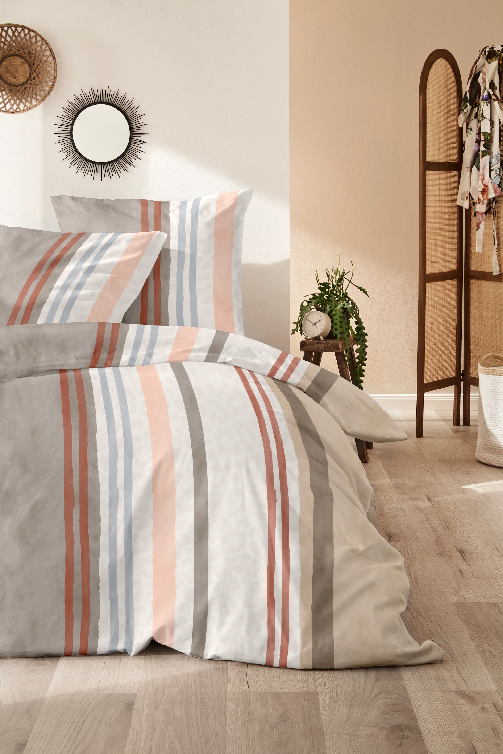 Primera Bettwäsche »Feinbiber-Bettwäsche Leo Stripe« 2 Stk. tlg. mit Leo-Struktur