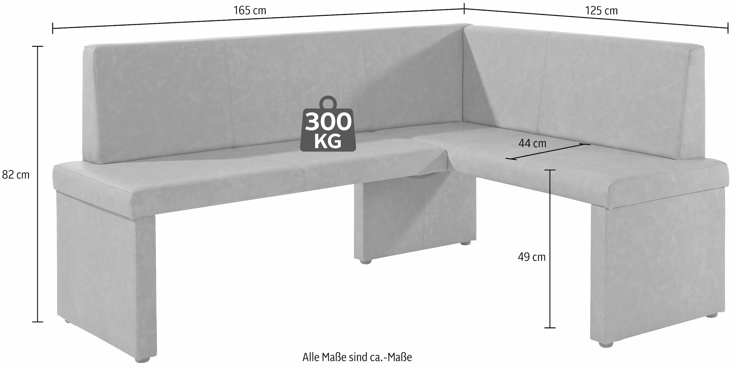 Homexperts Eckbank »Mulan«, langer Schenkel 165 cm, wahlweise rechts oder links, Bezug Kunstleder