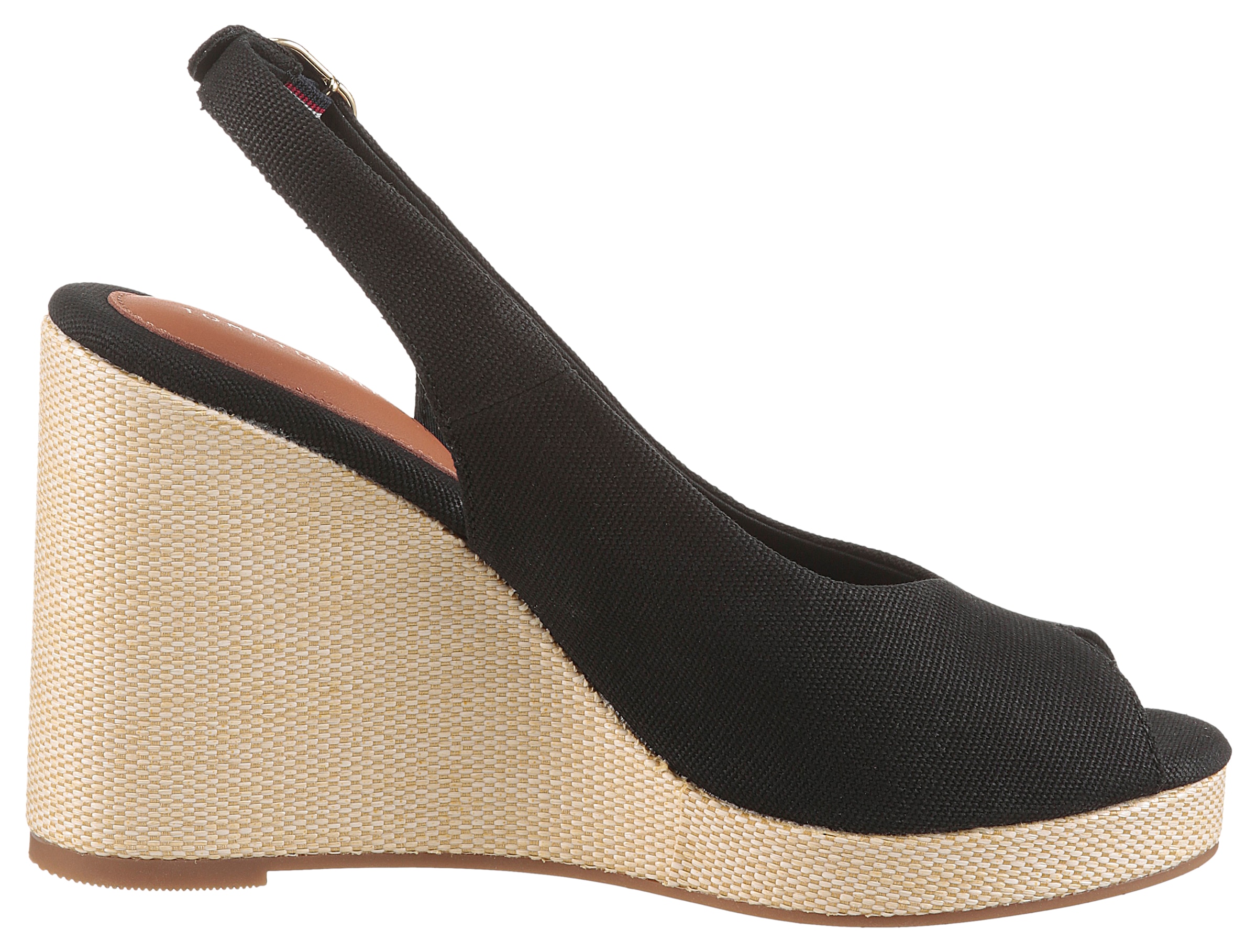 Tommy Hilfiger High-Heel-Sandalette »FLAG HIGH WEDGE ESPAD SLINGBACK«  , Sommerschuh, Partyschuh, Keilsandalette, in schmaler Form