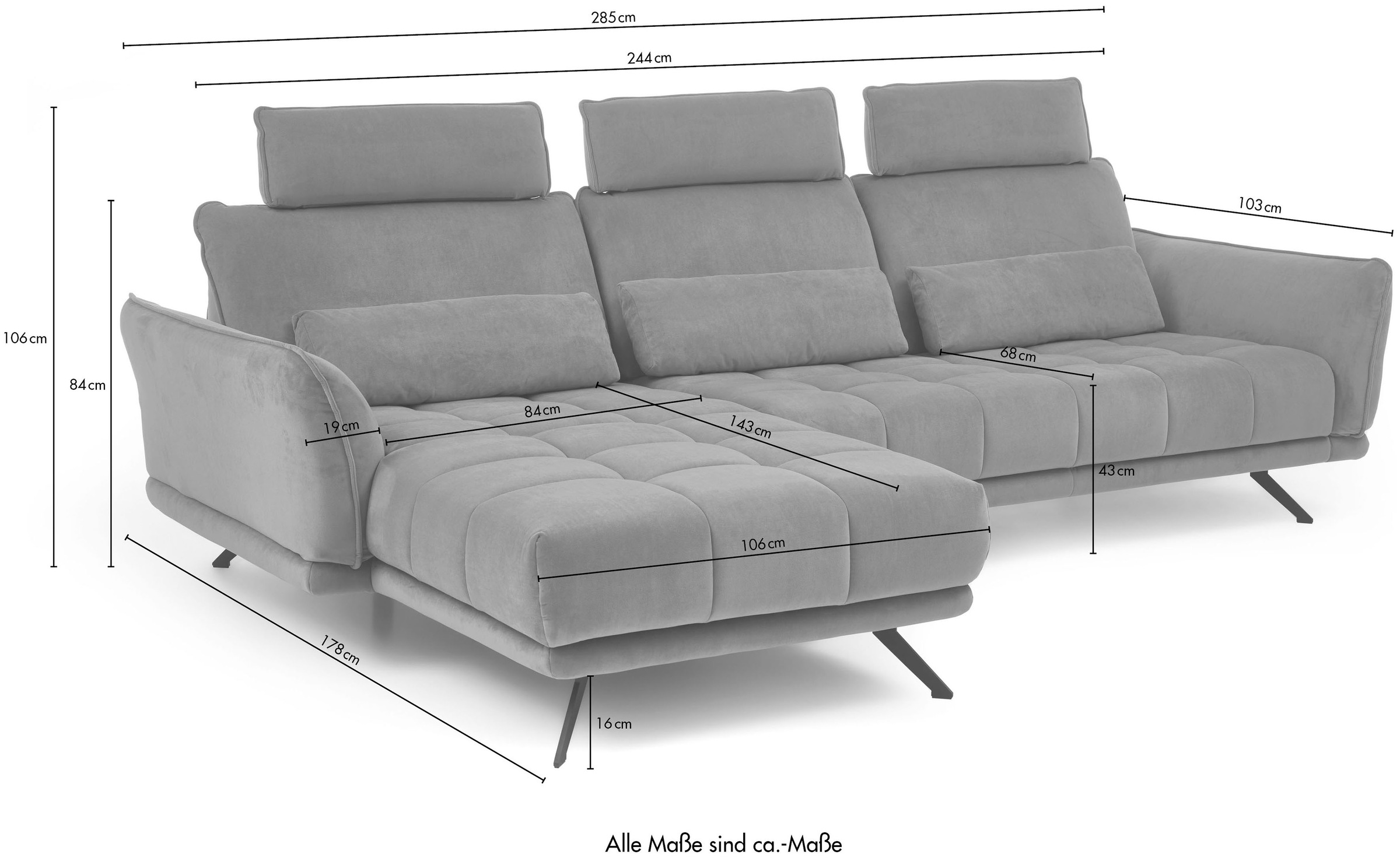 Die PlanBar Ecksofa »MP-IN20041 L-Form«, optional Sitztiefenverstellung und Kopfstützen