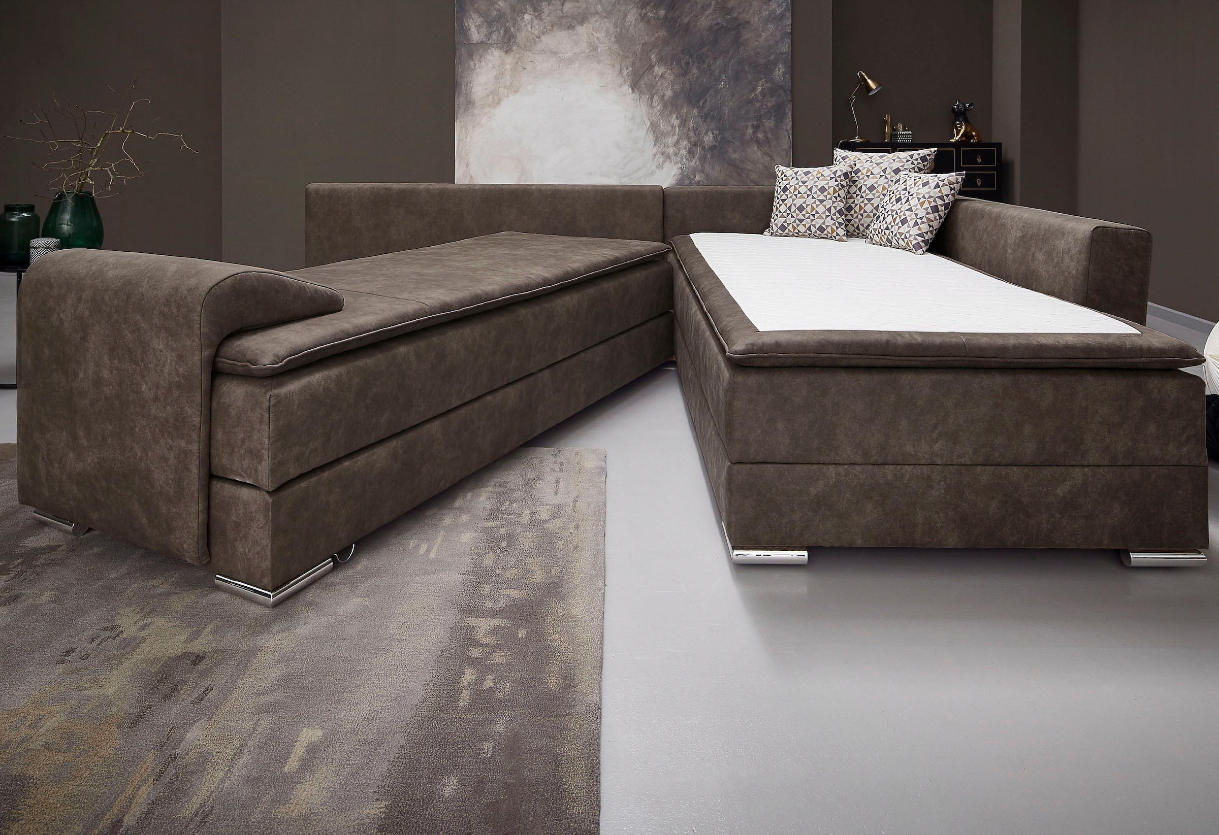 INOSIGN Ecksofa »Night & Day L-Form«, mit Boxspring Bettfunktion 180x200 cm, Dauerschläfer