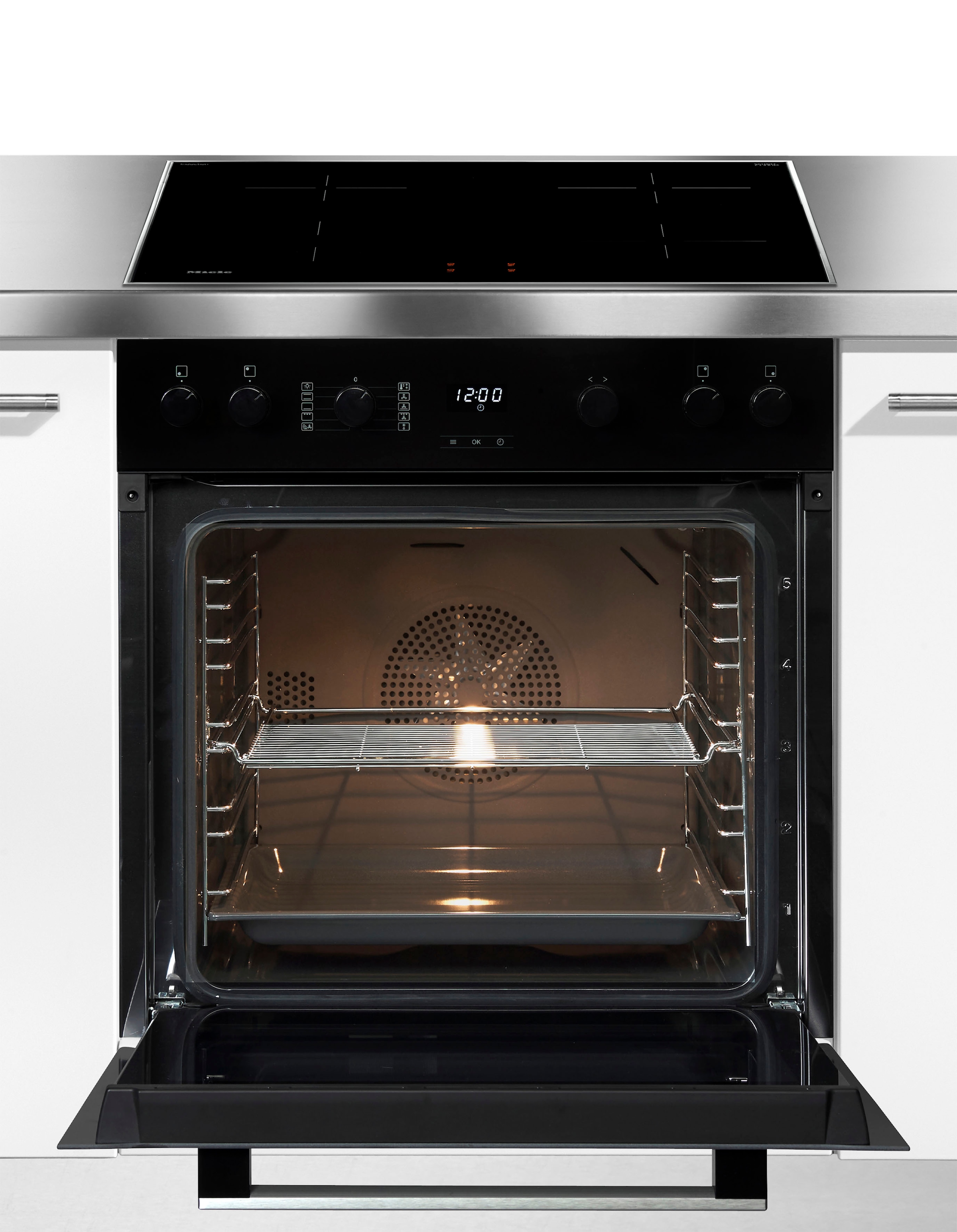 Miele Induktions Herd-Set »H2455I D OBSW/EDST-LOOK + KM 7061 F« Herd-Set - Kombination aus Herd und Induktionskochfeld