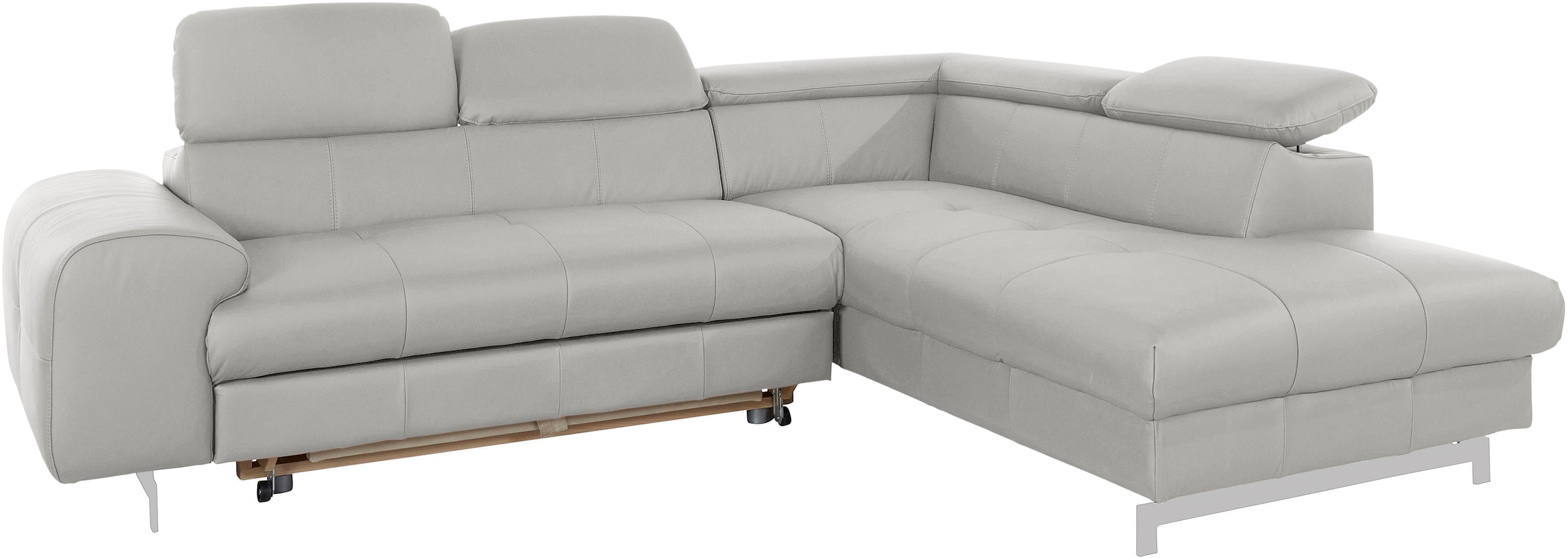 COTTA Ecksofa »Chef L-Form«, mit Kopfteilverstellung, edle Metallkufen, wahlweise mit Bettfunktion