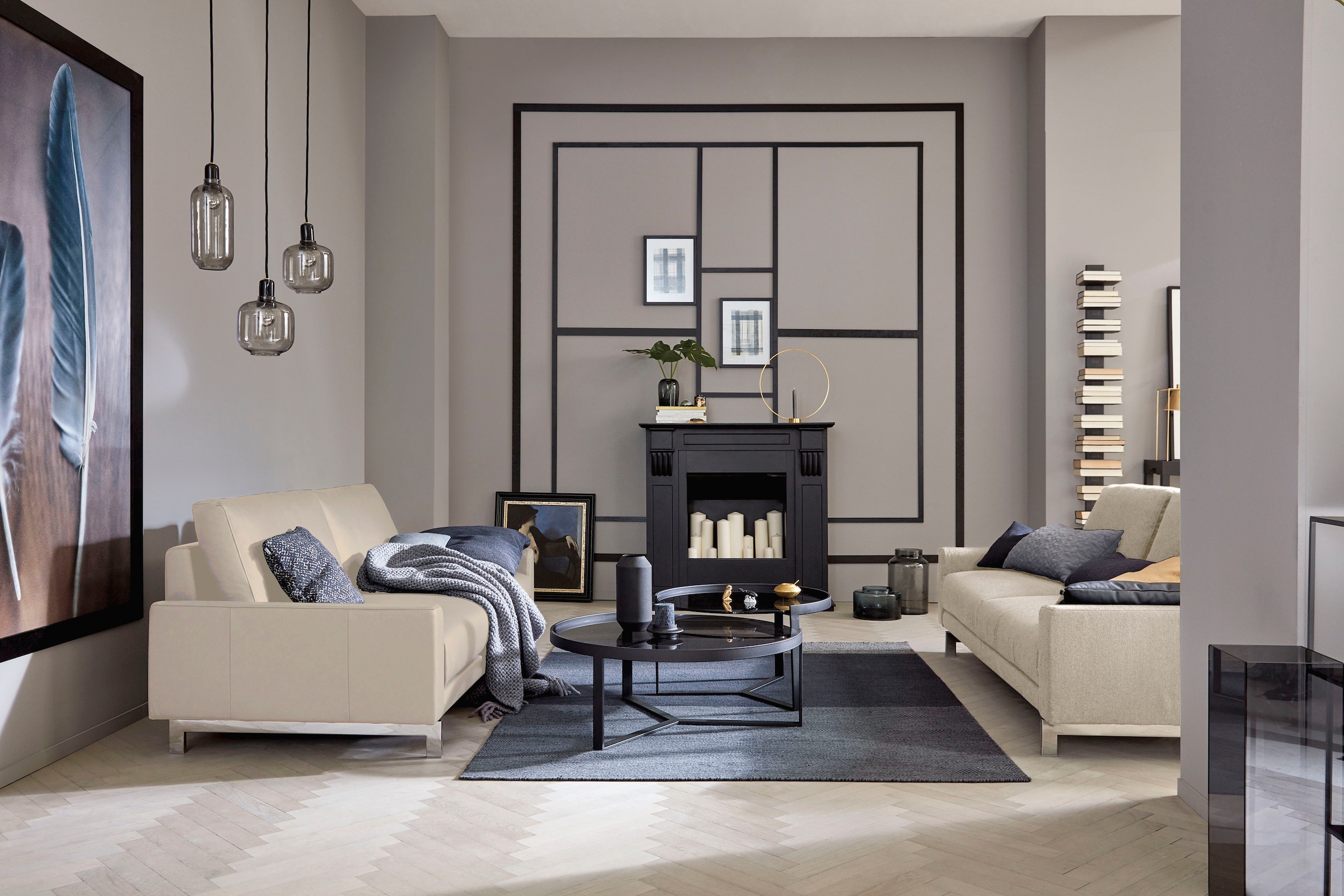 Creation BY ROLF BENZ 2-Sitzer »CR.450, Designsofa, Loungesofa« Armlehne niedrig, Fuß chromfarben glänzend, Breite 164 cm