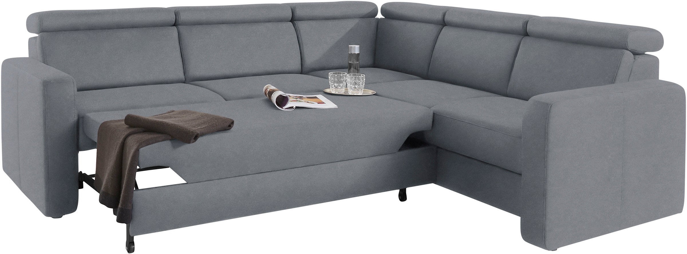sit&more Ecksofa »Bologna L-Form«, Kopfteilverstellung, wahlweise mit Bettfunktion und Schubkasten