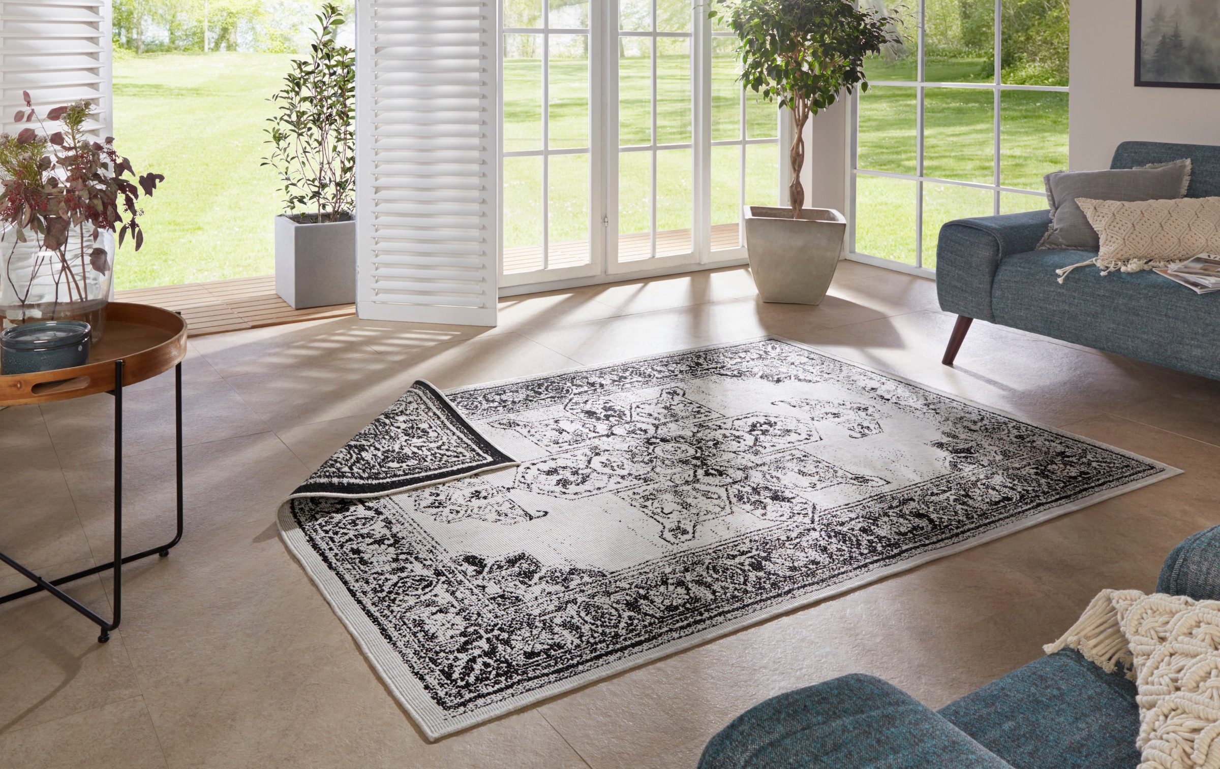 NORTHRUGS Teppich »Borbon Wendeteppich«, rechteckig, 5 mm Höhe, In-& Outdoor, Wetterfest, Balkon, Garten, Wohnzimmer, Wasserfest