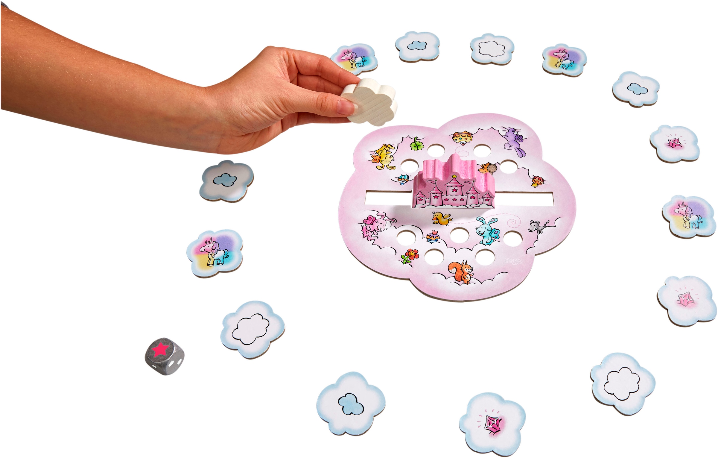Haba Spiel »Einhorn Glitzerglück - Wolkenstapelei«
